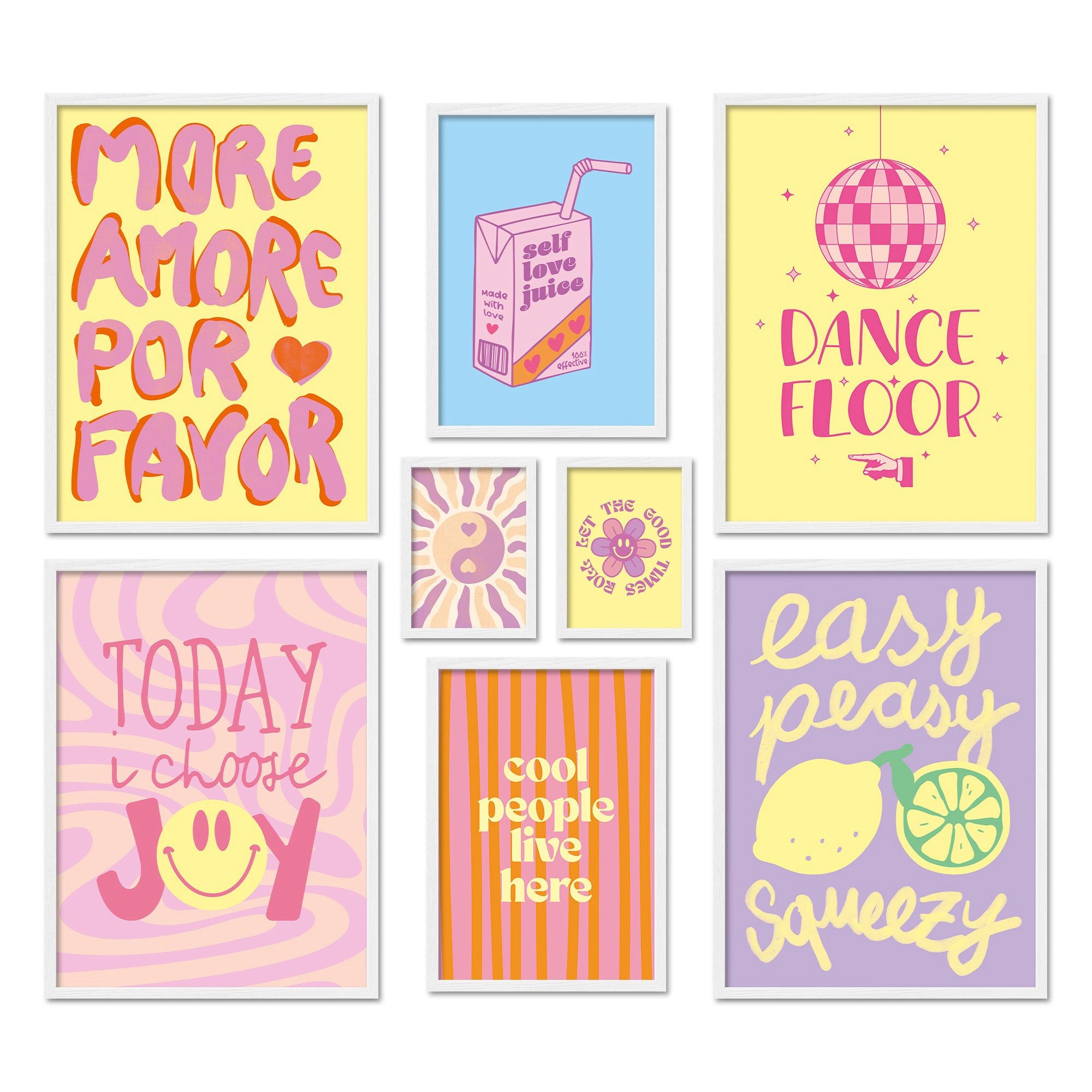 ARTFAVES Bilder-Collage Poster Set Fancy Dopamine Art I mehrteilige Bilderwand I Wandbilder Ab, (Wandbilder modern, 8 St)
