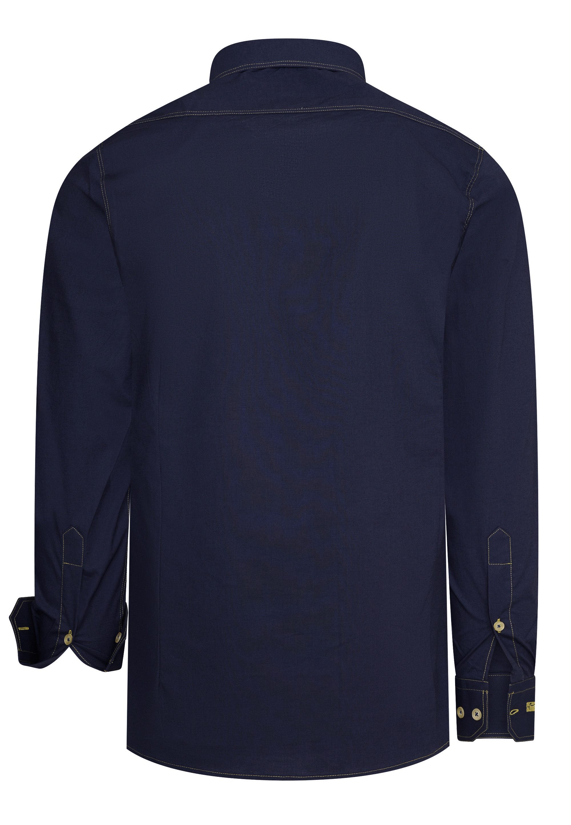 R-NEAL Businesshemd Herren Hemd mit Kontrastnaht Businesshemd Cotton-Stretch Body-Fit