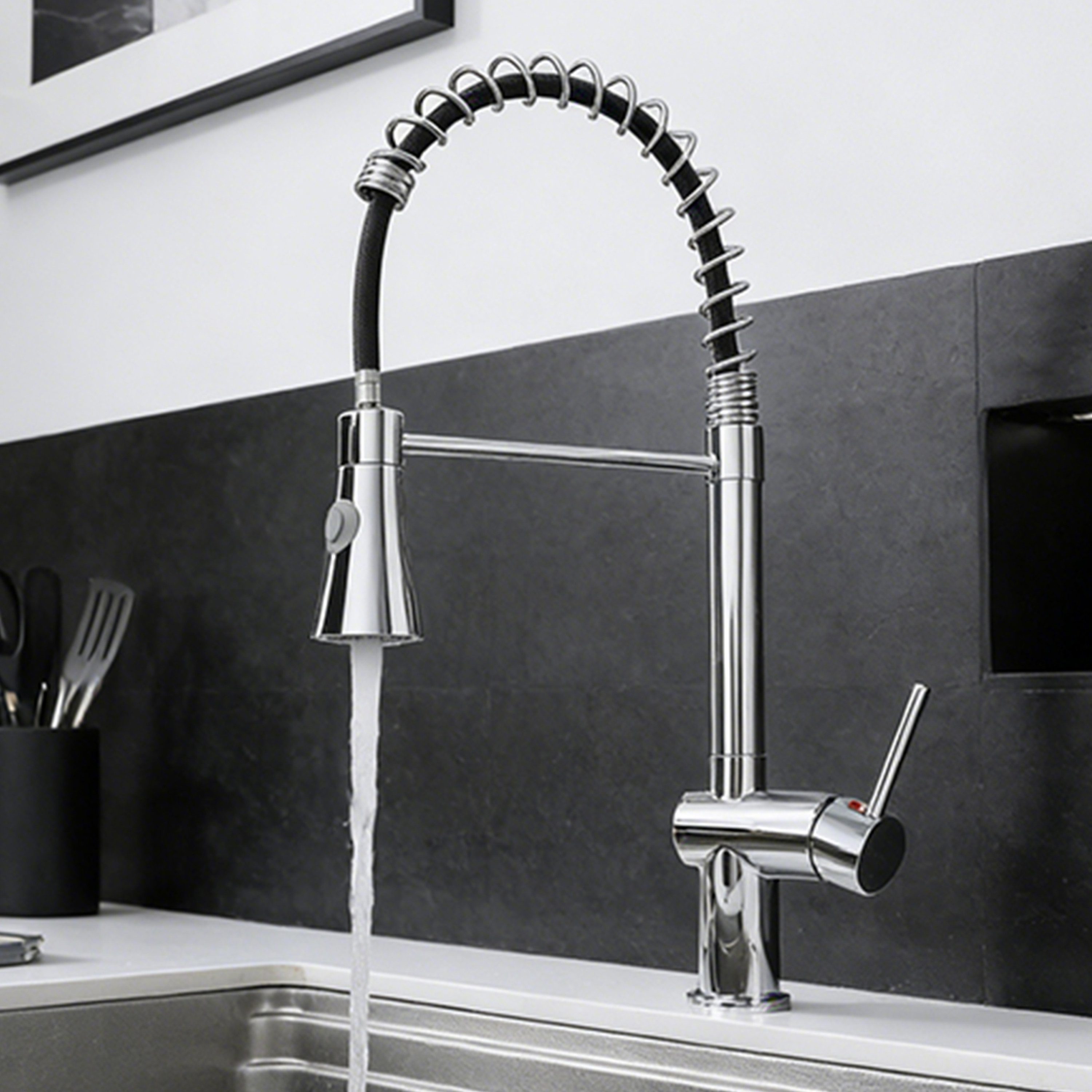 AICA Küchenarmatur Wasserhahn Küche – Massivmessing, 360° drehbar, Einhebel Zinklegierung mit Massivmessing-Innenkern, Hochdruck, Warm-/Kaltwasser