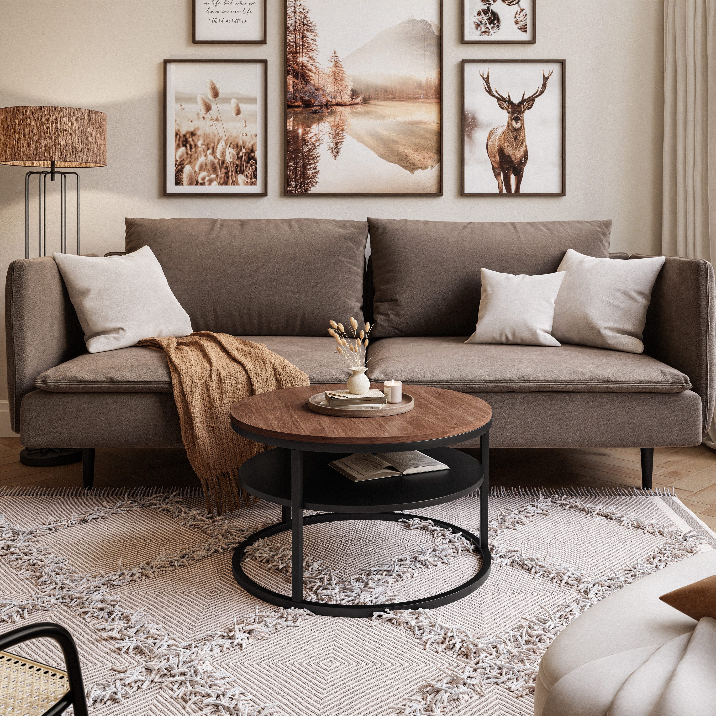 Lookway Couchtisch CIRI SLIM LOFT mit Ablage (1 Tisch), Durchmesser: ⌀ 60 c günstig online kaufen