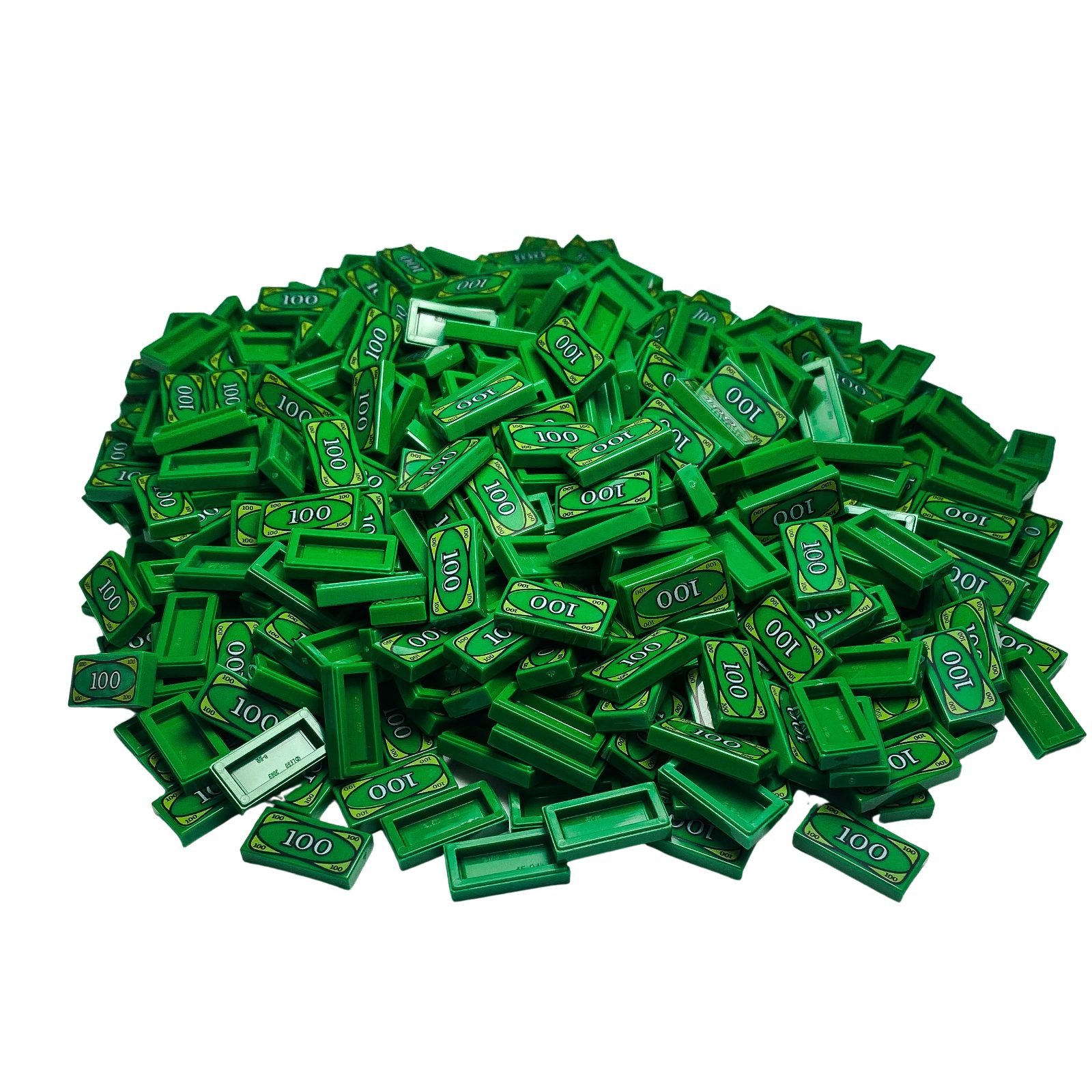 50 Stück City Fliese bedruckt 1x2 grün Geldschein 100 3069bpx7 Lego kompatibel 
