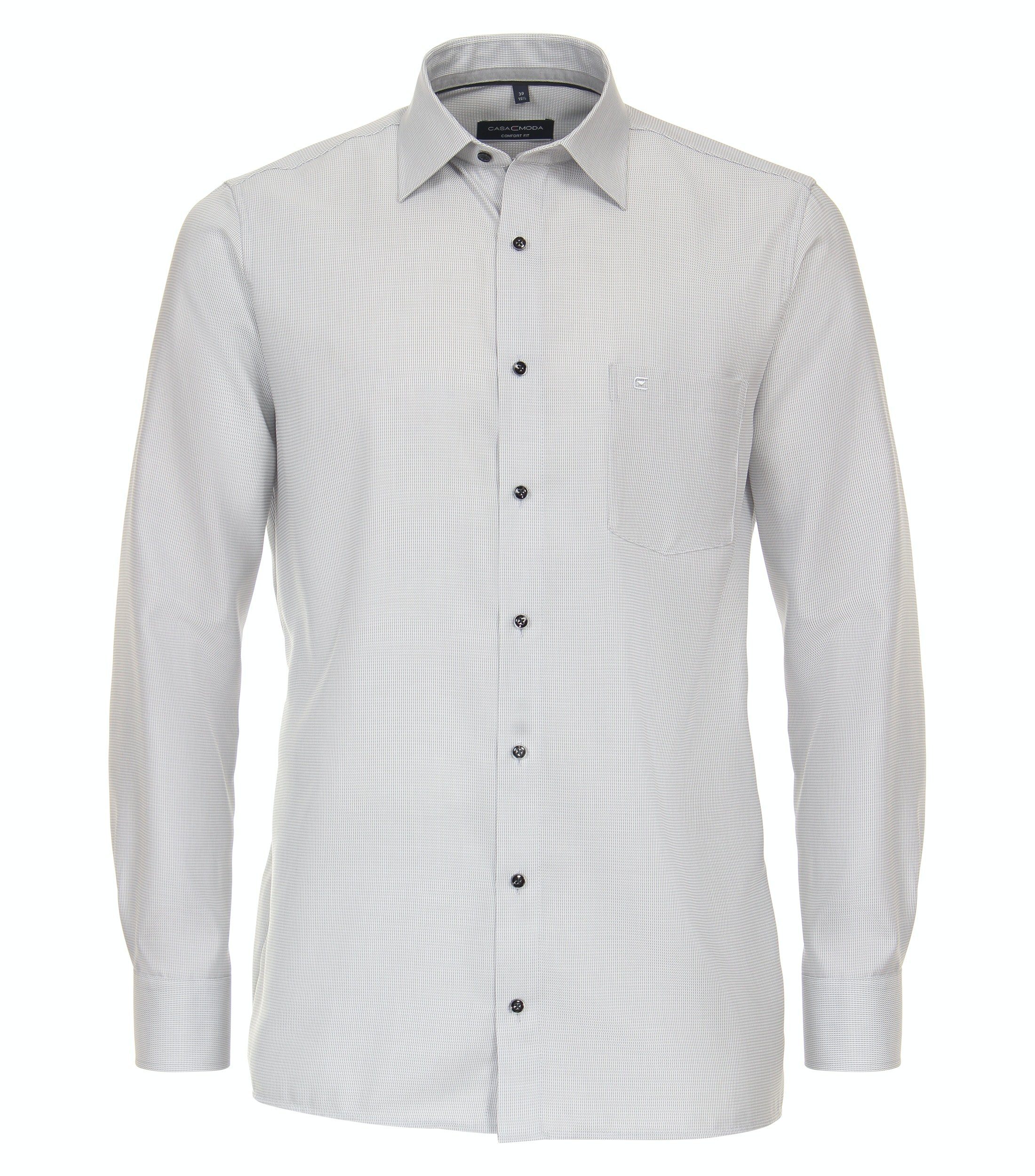 - (700) Grau - - - CASAMODA Businesshemd Silber Langarm Comfort Fit Einfarbig Businesshemd
