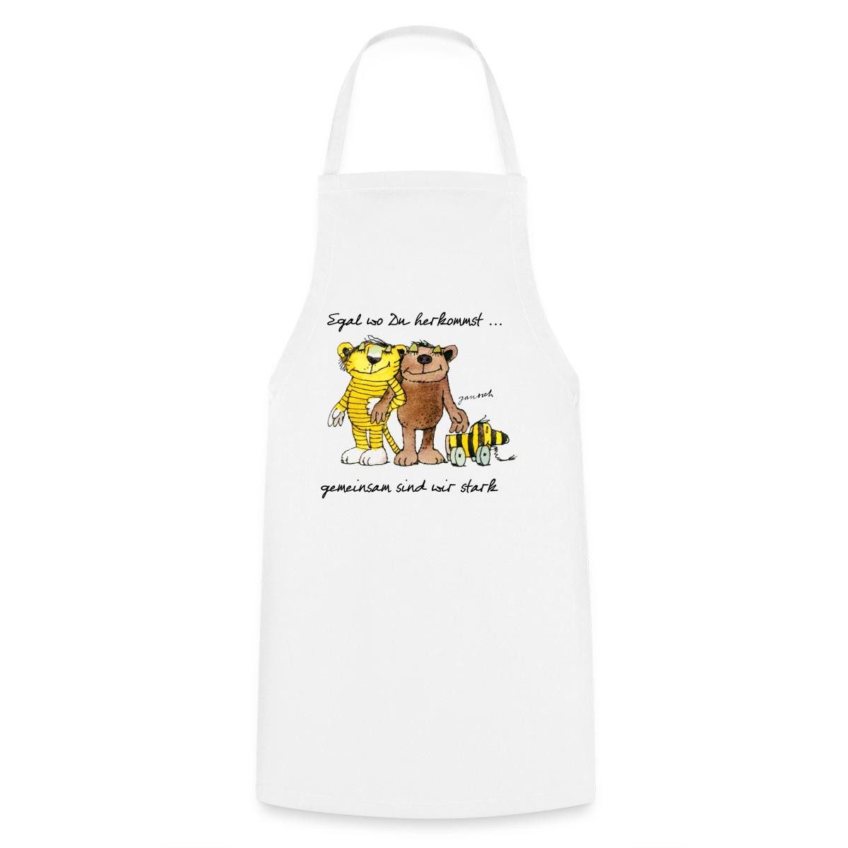 Spreadshirt Kochschürze Janosch Bär Tigerente Tiger Gemeinsam Stark Kochschürze, (1-tlg)