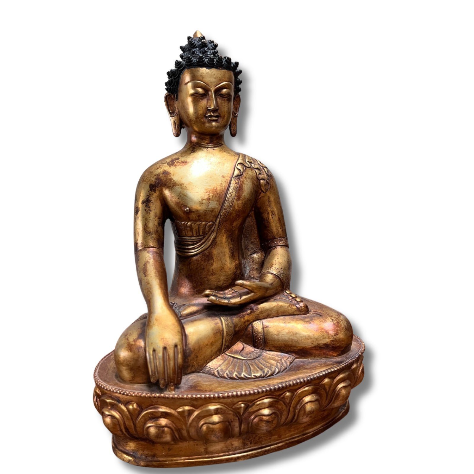 Asien vergoldete Figur groß LifeStyle Buddhafigur Buddha Tibet 31cm Qualität Skulptur Bronze
