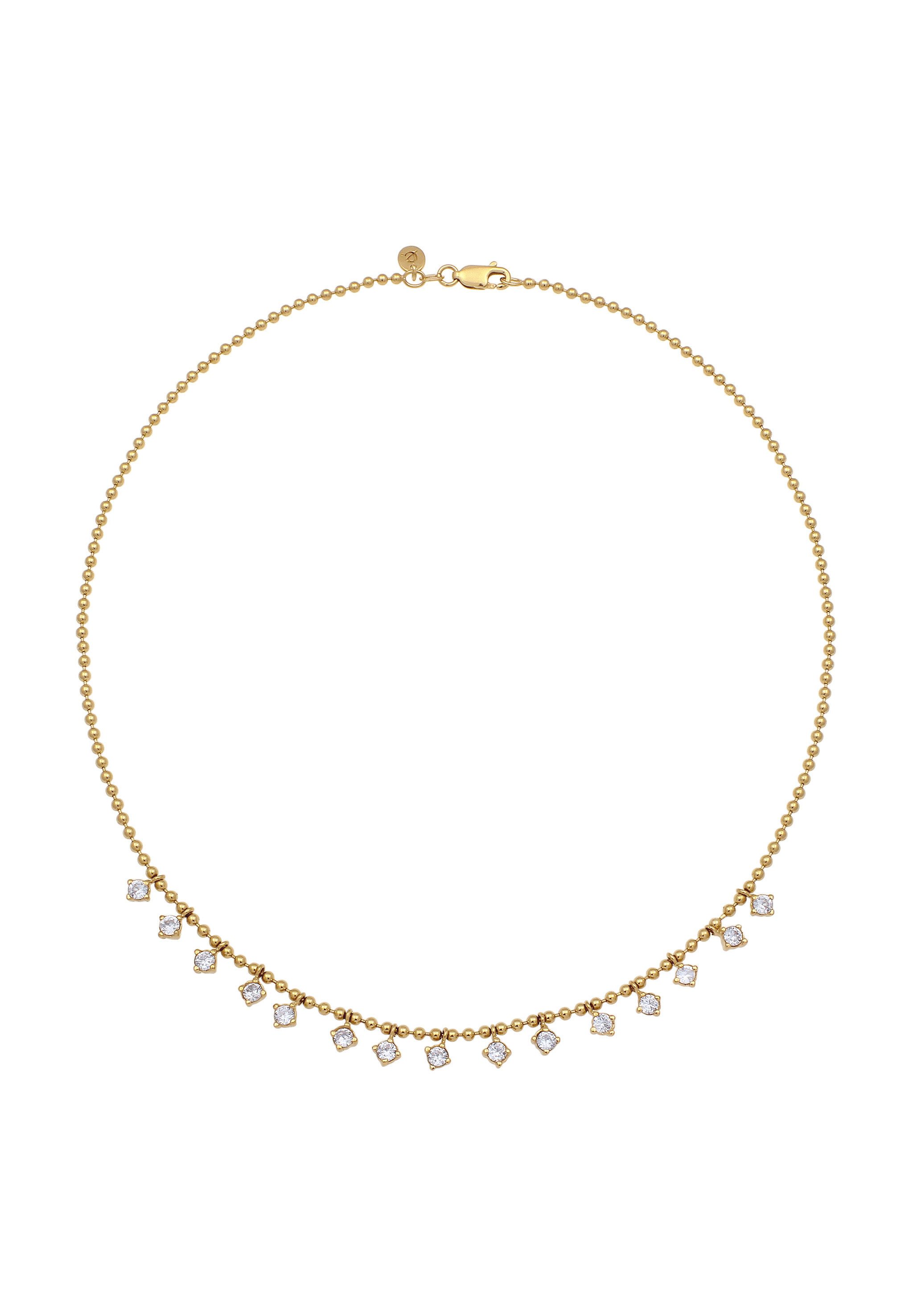Elli Premium Kette mit Anhänger Kugelkette mit Zirkonia Weiß 925 Sterling Silber
