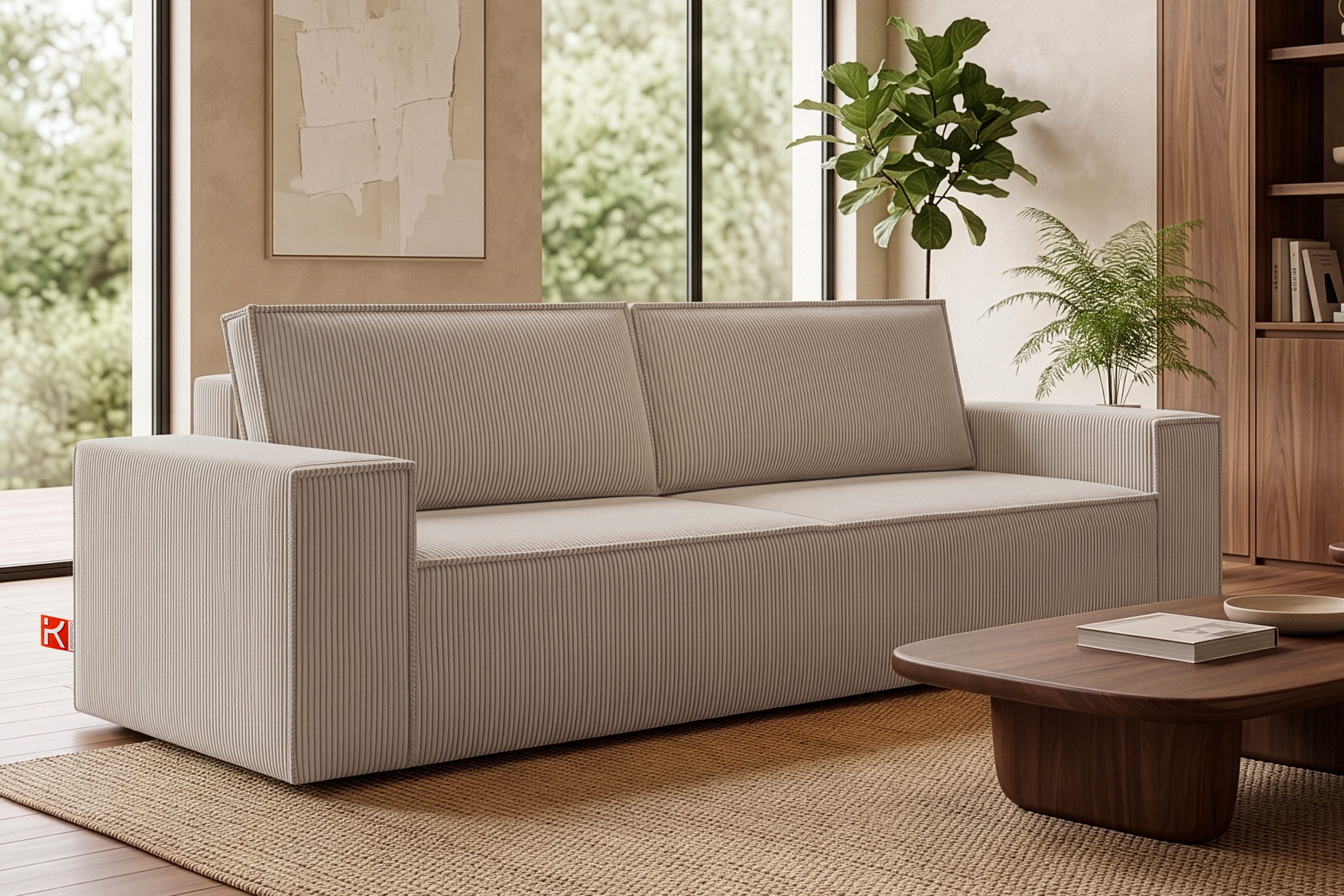 KONSIMO® 3-Sitzer NAPI Sofa mit Schlaffunktion & massivem Gestell, hergestellt in der EU, Couch für Dauerschläfer, mit Wellenunterfederung, Großer Bettkasten