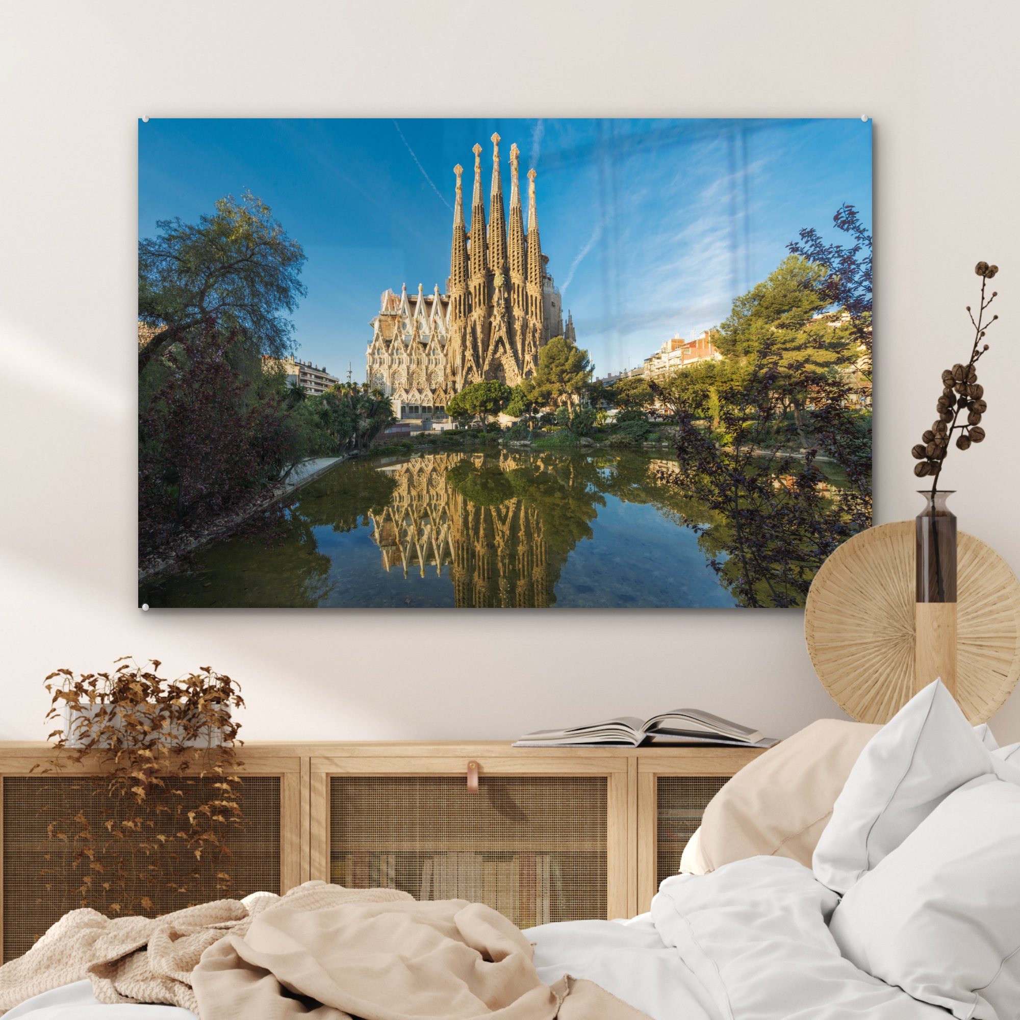 (1 Wohnzimmer einem Acrylglasbilder St), MuchoWow Familia in Sagrada & an Barcelona, Nachmittag Acrylglasbild Schlafzimmer