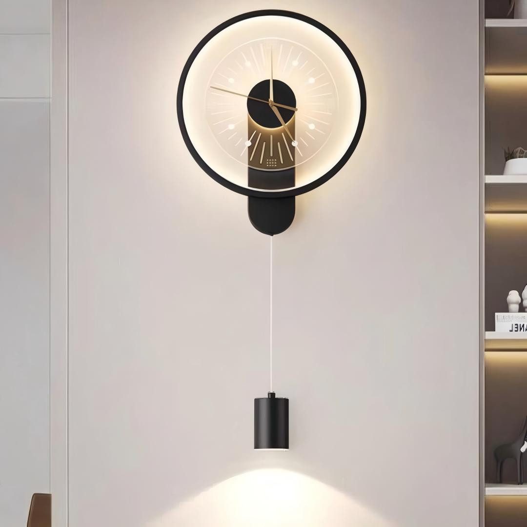 Forrlite Wandleuchte Innen, LED Wandleuchte, Wandlampe mit Uhr, LED fest in günstig online kaufen