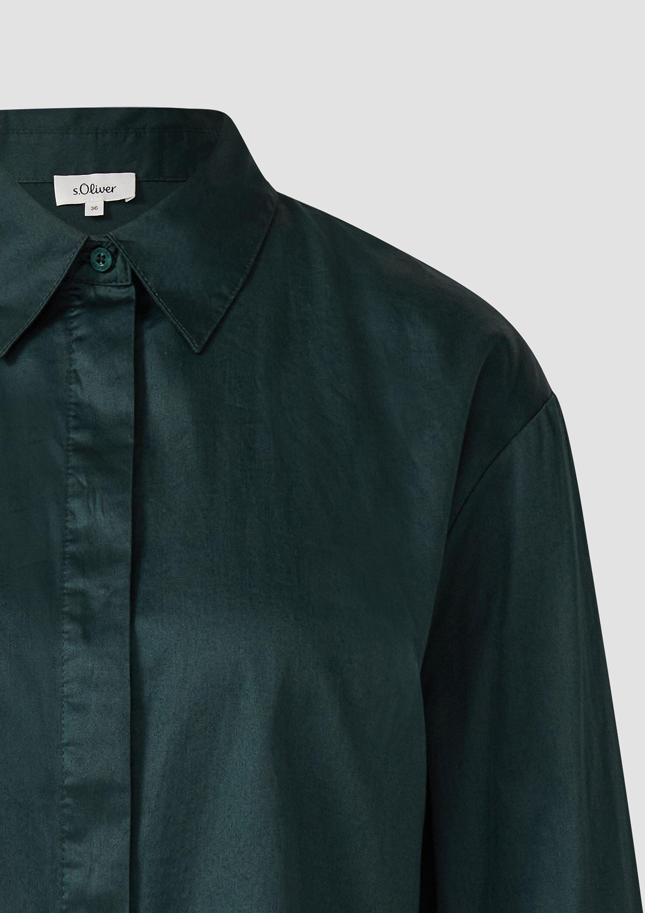 s.Oliver Langarmbluse Bluse Verkürzte Bluse mit verdeckter Knopfleiste