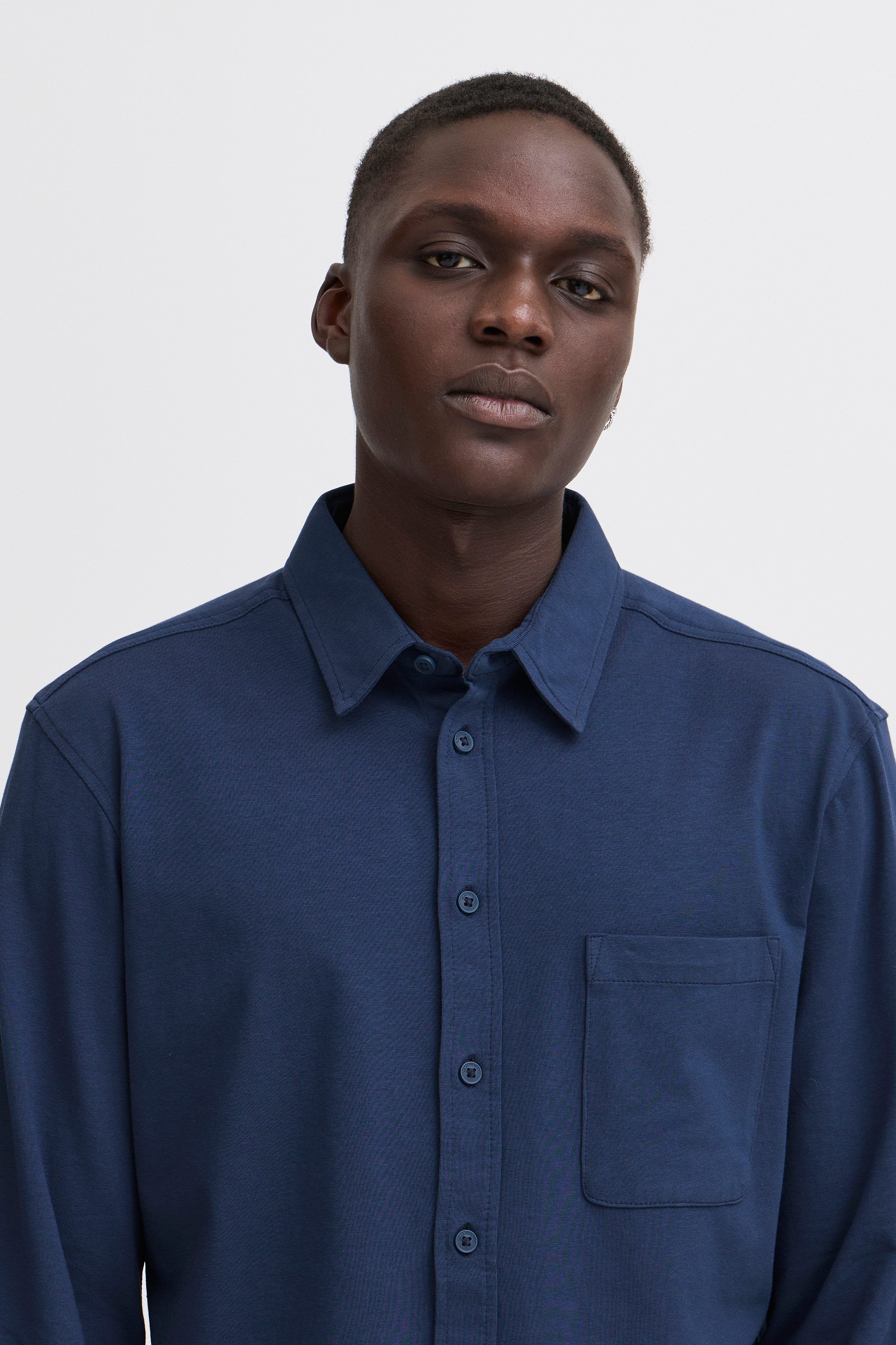 Blend Langarmhemd BHALO JERSEY SHIRT - NOOS aus Baumwollmischung, mit Elasthan, elastische Verarbeitung
