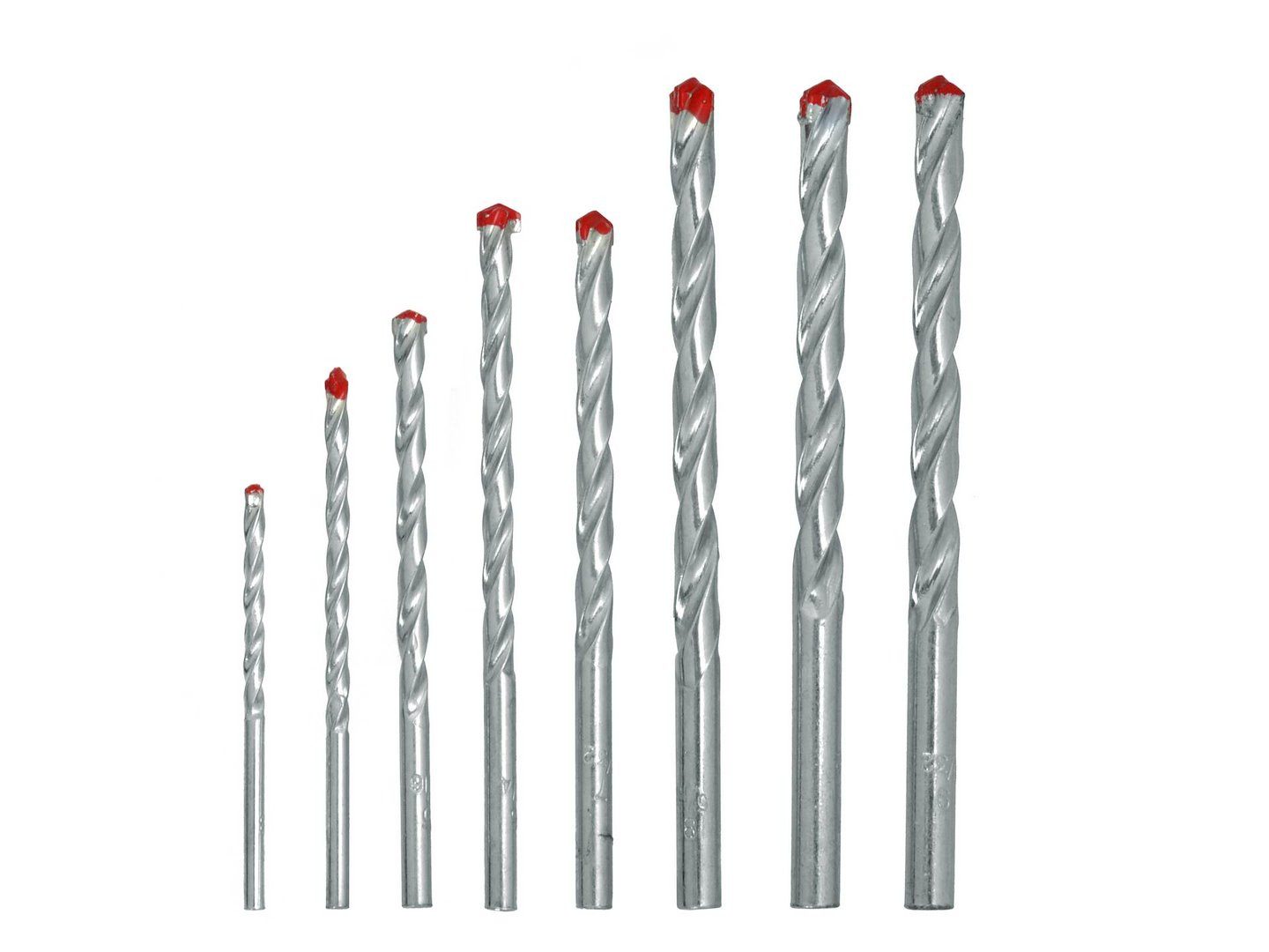 GEKO Steinbohrer Steinbohrer Set 8-teilig 3–10 mm mit Hartmetallspitze, (8-tlg), Hartmetallspitzen, 8 Bohrergrößen