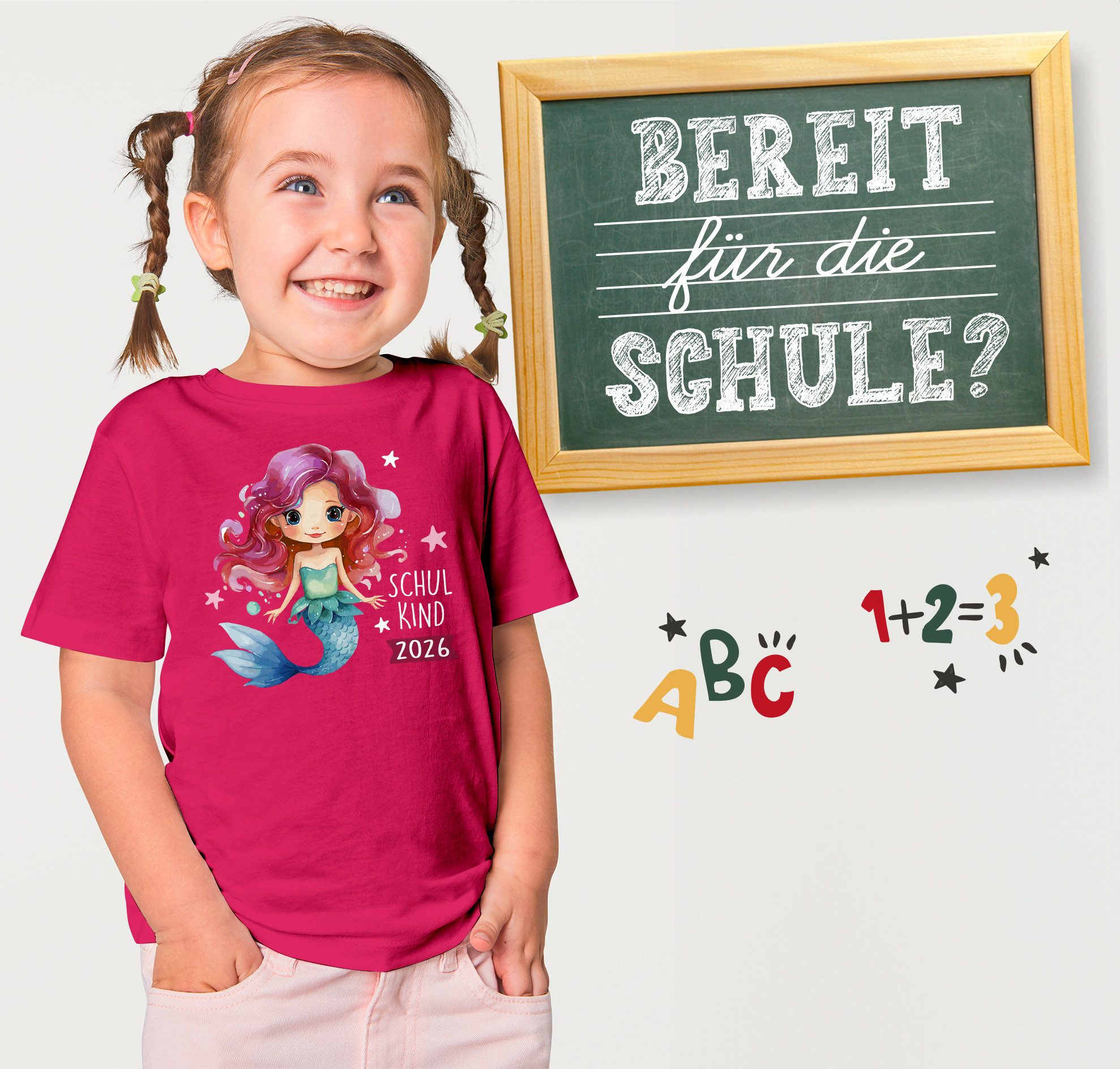 SpecialMe Print-Shirt Mädchen Einschulung T-Shirt 2026 Meerjungfrau – Schulkind 2026 Shirt – Bild 2 von 5