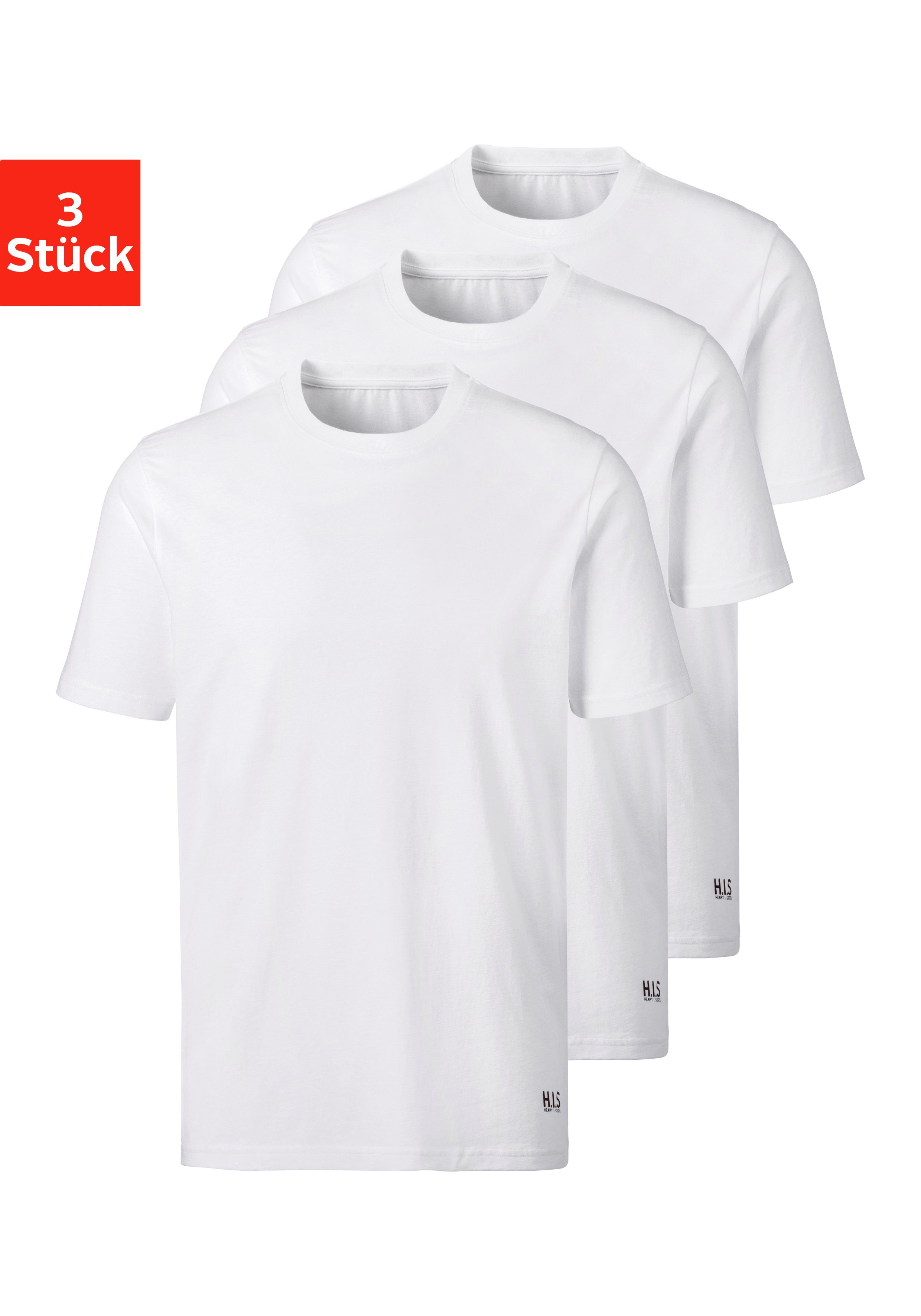 H.I.S Kurzarmshirt (3er-Pack) perfekt Unterziehshirt als weiß