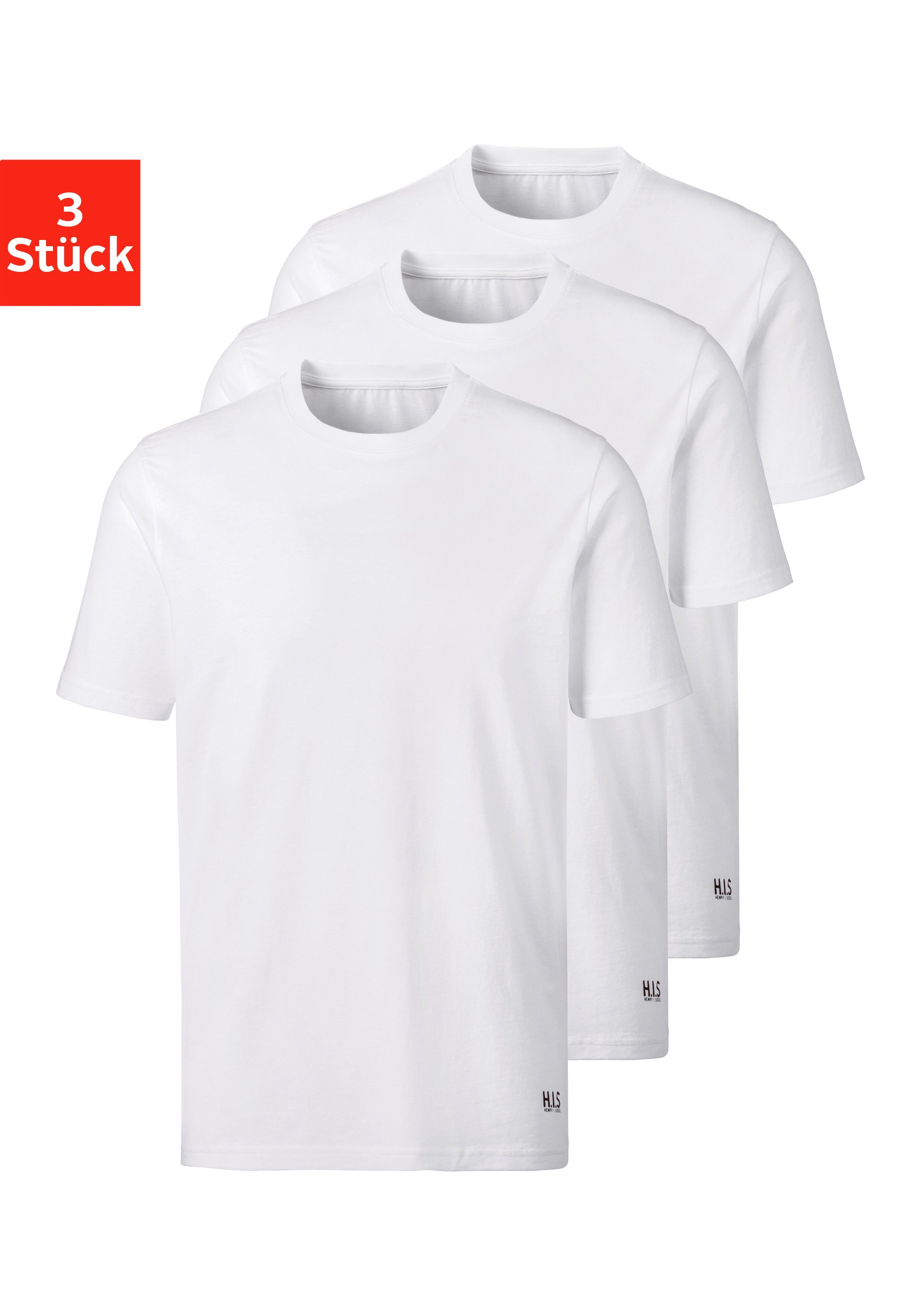 H.I.S Kurzarmshirt als (3er-Pack) perfekt weiß Unterziehshirt