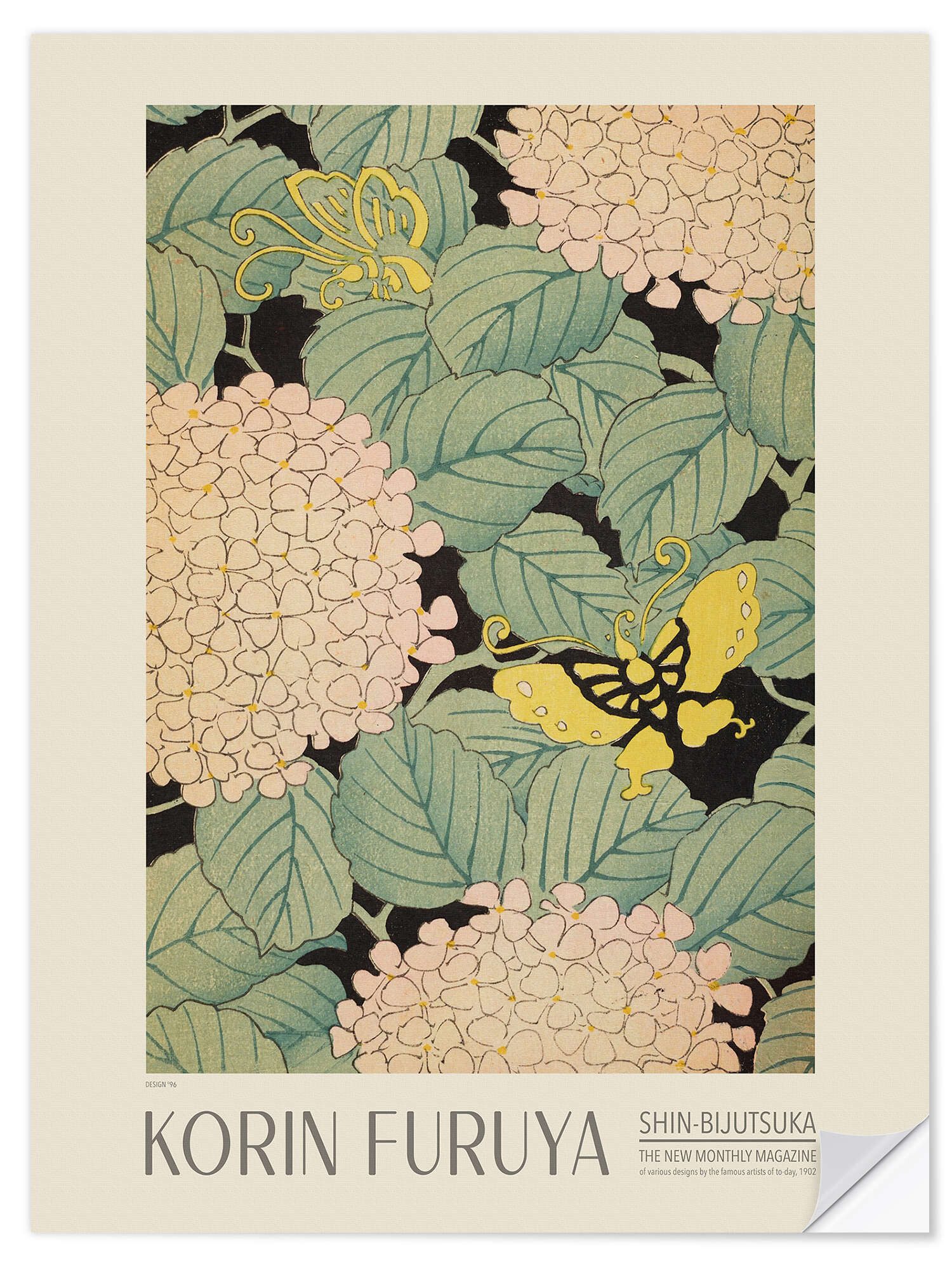 Posterlounge Wandfolie Korin Furuya, Florales Design 96, Shin-bijutsukai, 1902, Wohnzimmer Japandi Illustration