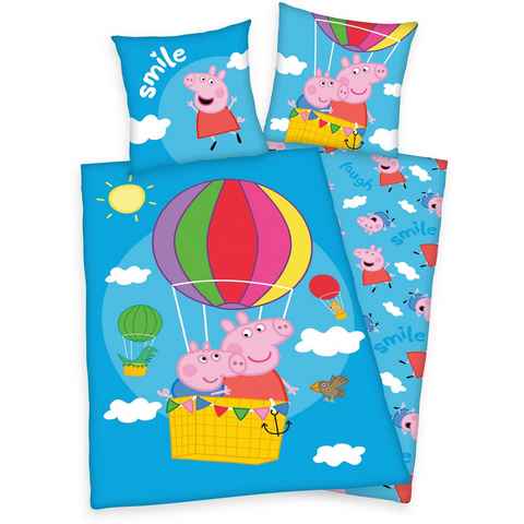 Kinderbettwäsche Peppa Pig, Peppa Pig, Linon, mit tollem Peppa Pig Motiv