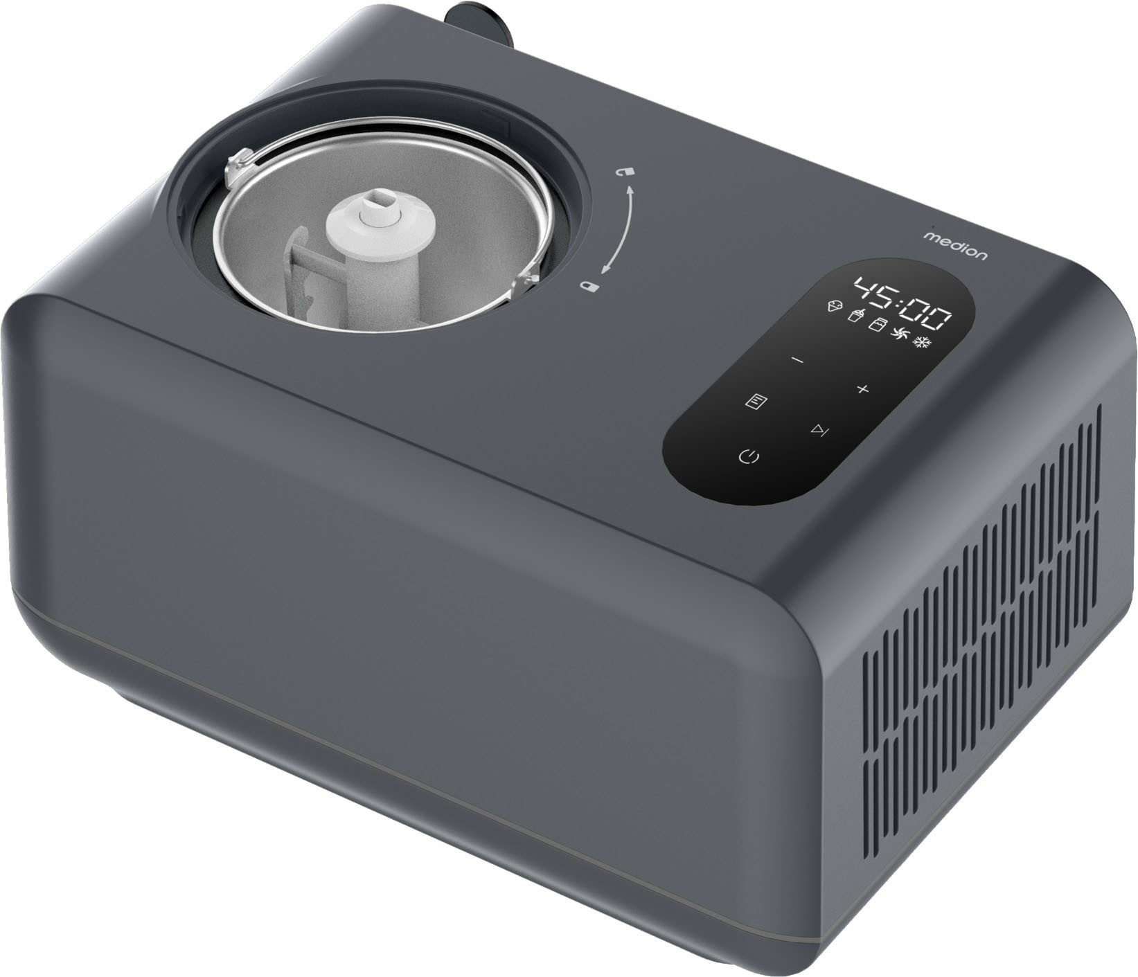Medion® Eismaschine MD 100087, 1,5 l, 150 W, Mixen, Eis, Joghurt oder Slush zubereiten, Eis nachkühlen