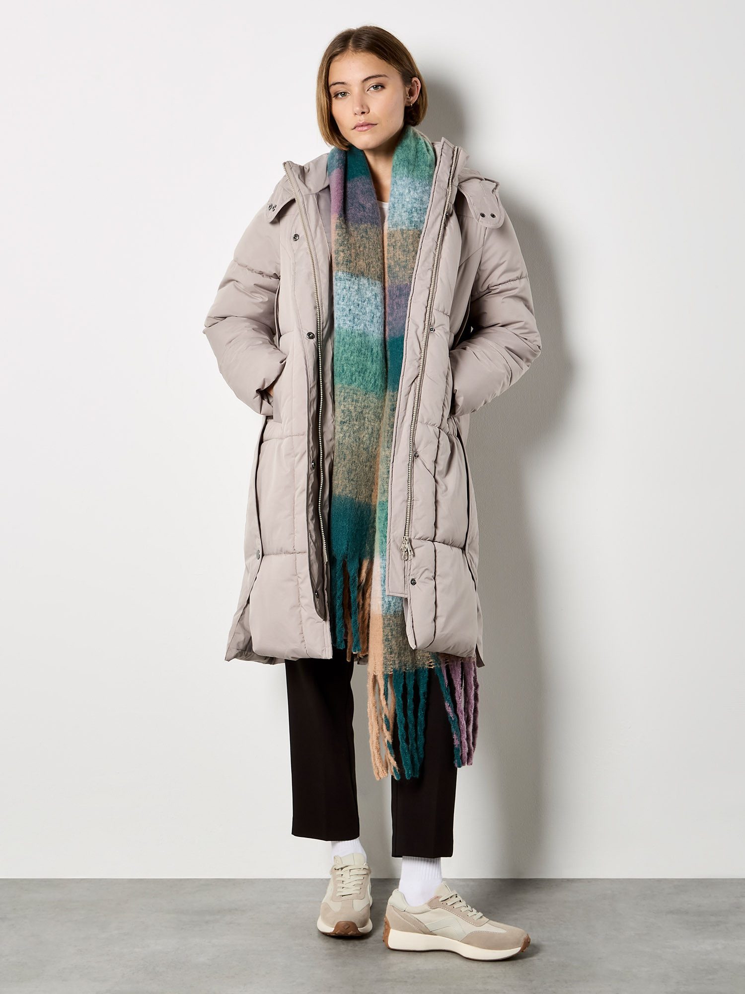 Apricot Steppjacke Longjacke mit Steppung und Kapuze