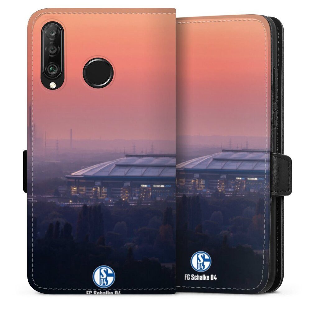 DeinDesign Handyhülle Stadion FC Schalke 04 Offizielles Lizenzprodukt Schalke 04 Stadion, Huawei P30 Lite Premium Hülle Handy Flip Case Wallet Cover