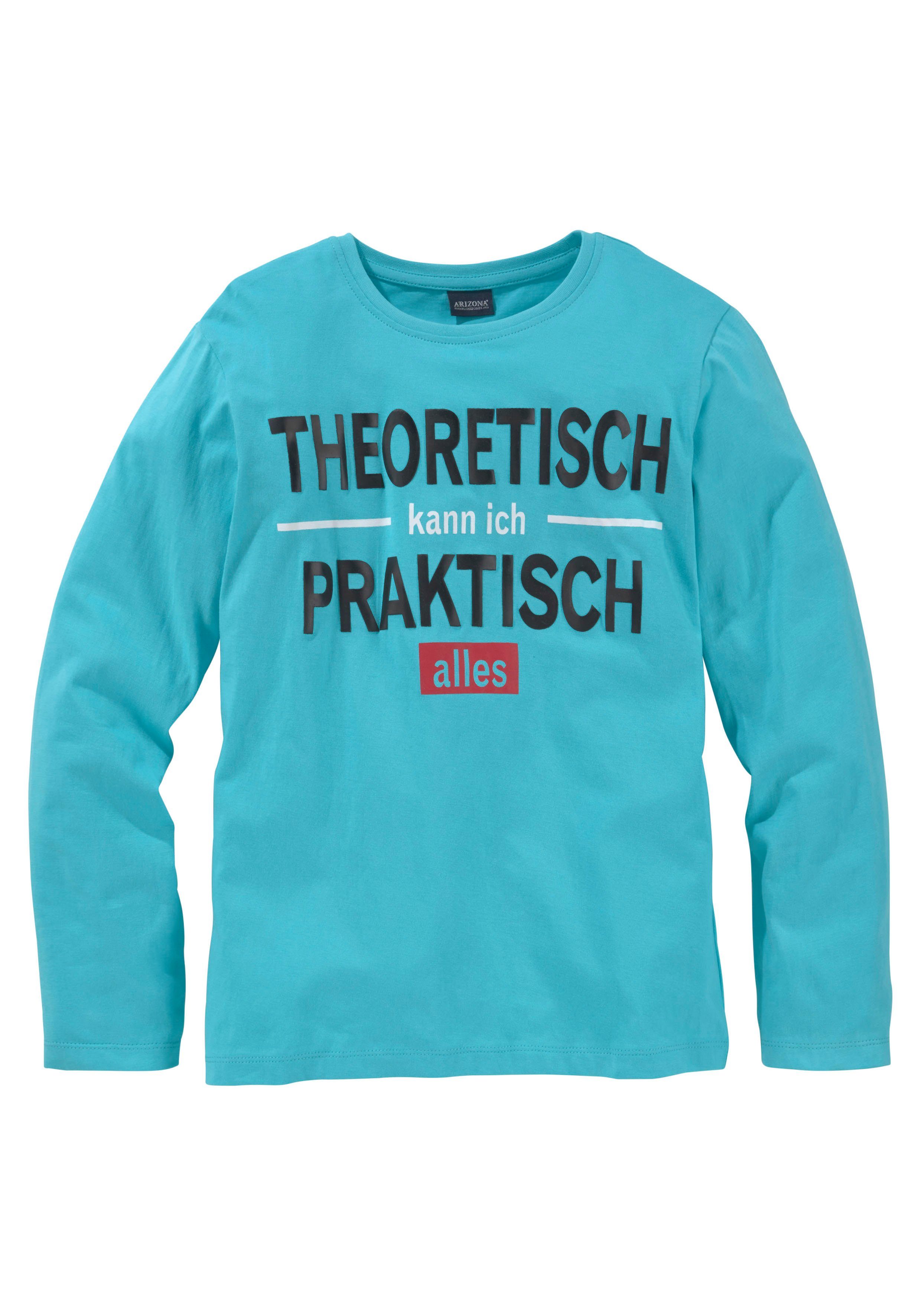 KIDSWORLD Langarmshirt THEORETISCH PRAKTISCH KANN Spruch ICH ALLES