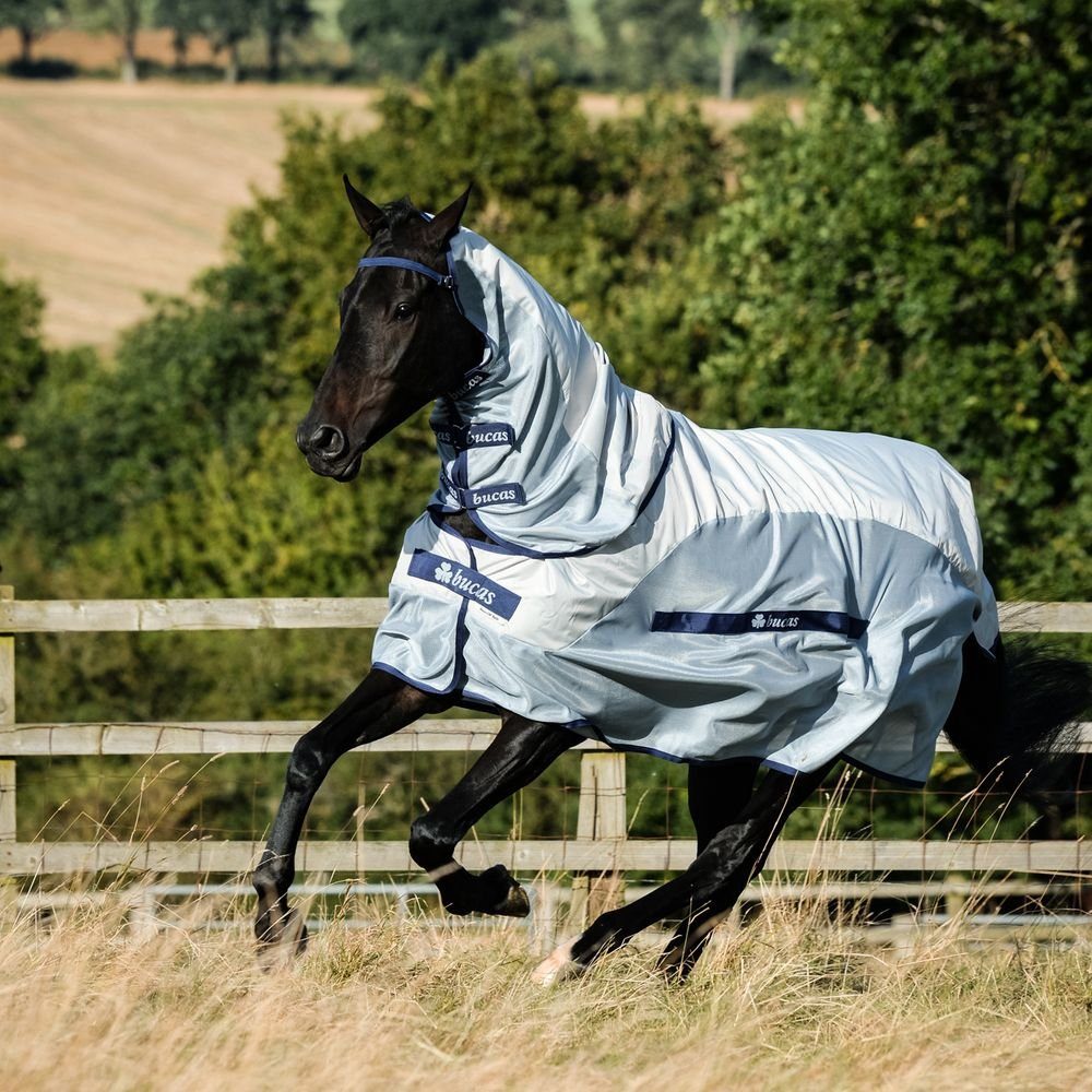 Bucas PferdeRegendecke »Bucas BuzzOff Rain & Neck Silver/Blue