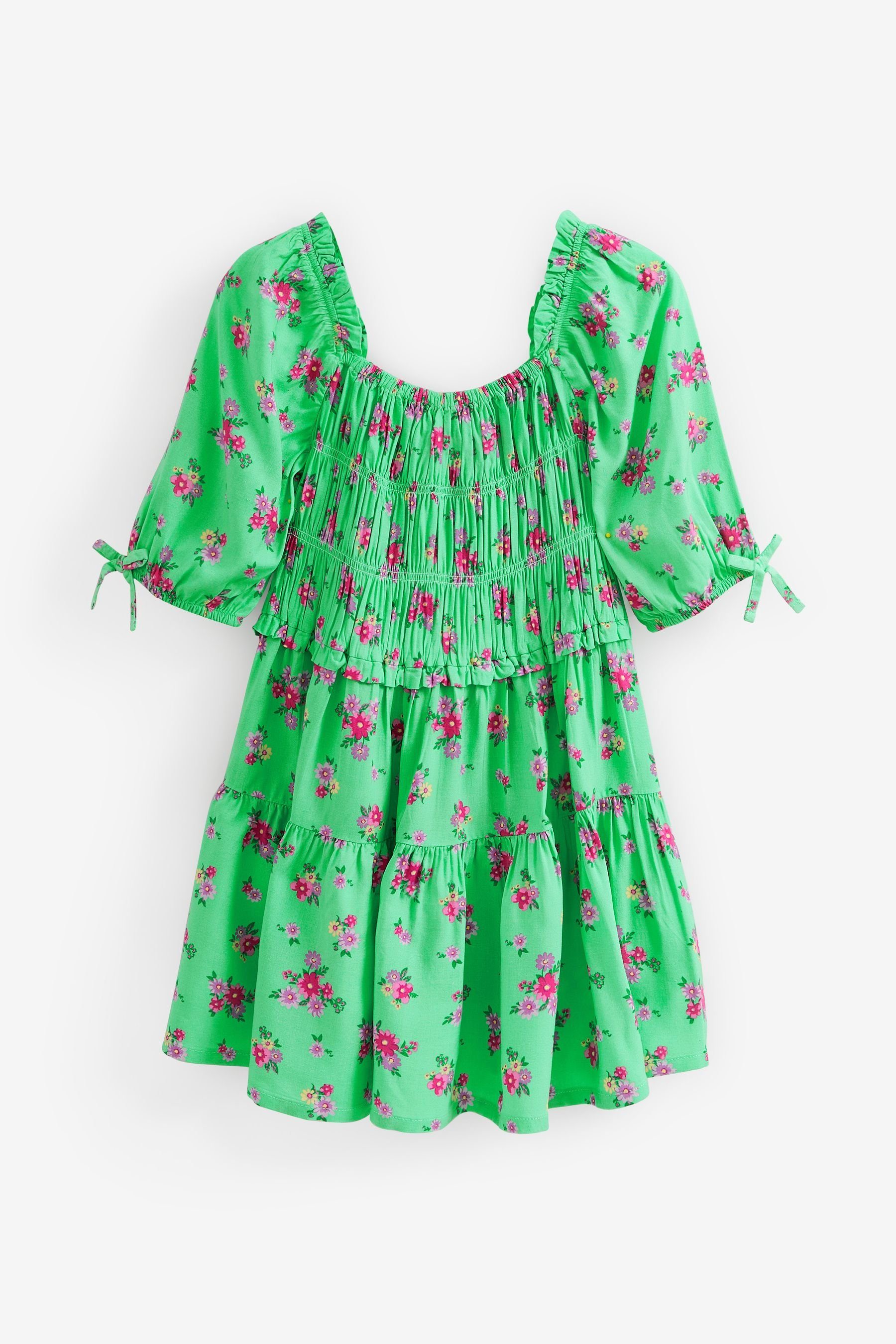 Next Smokkleid Gesmoktes Kleid mit Print (1-tlg) Green Ditsy