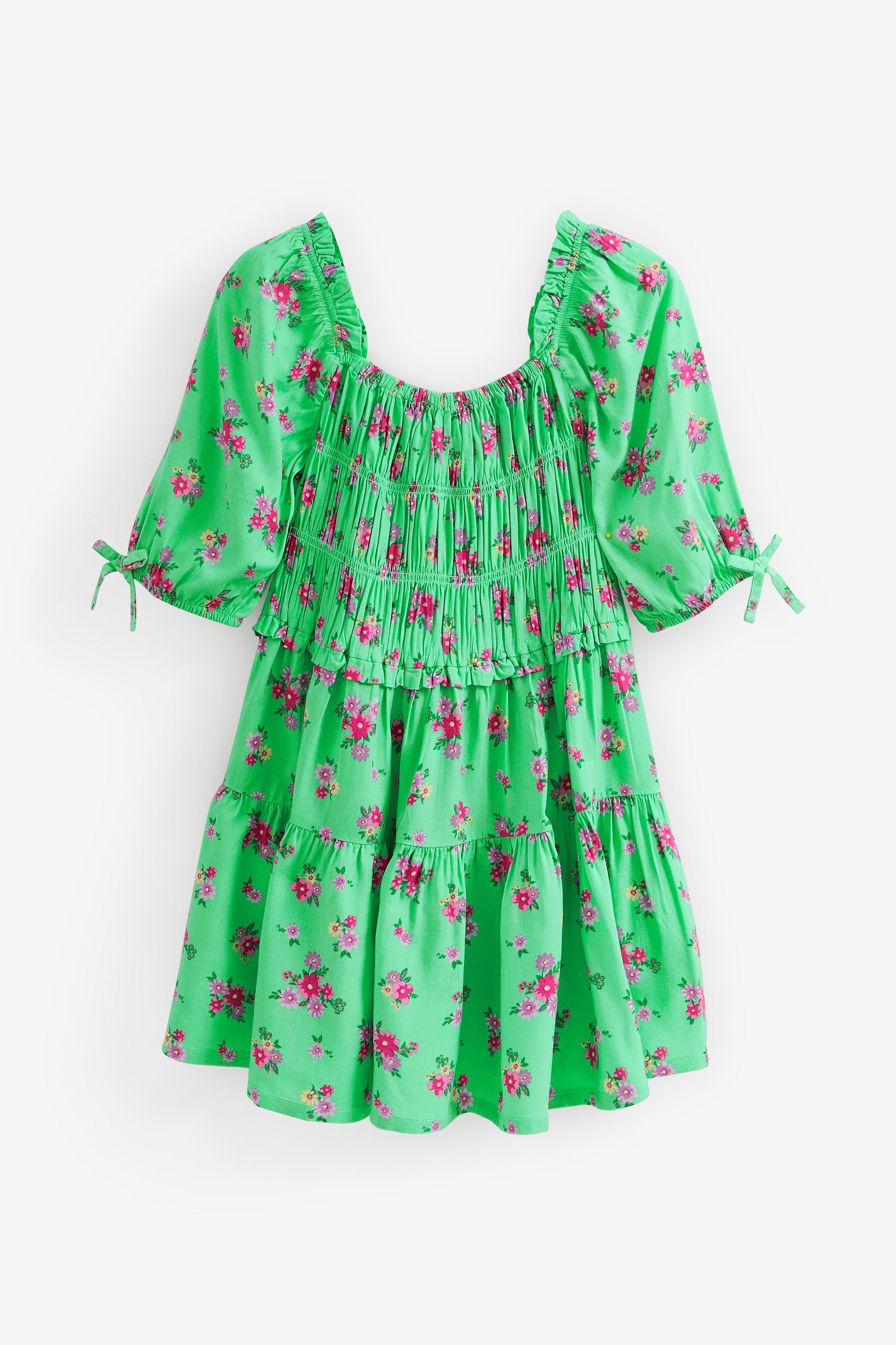 Ditsy mit Next (1-tlg) Print Green Kleid Gesmoktes Smokkleid