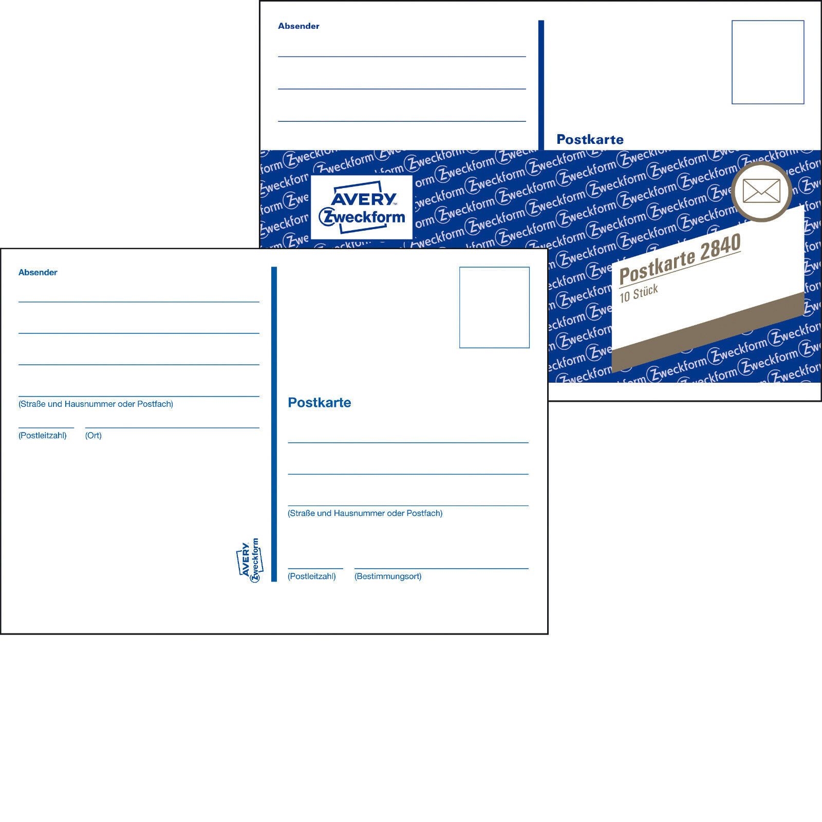 Formularblock Avery Zweckform 2840 Postkartenheft A6 quer 10 Blatt weiß