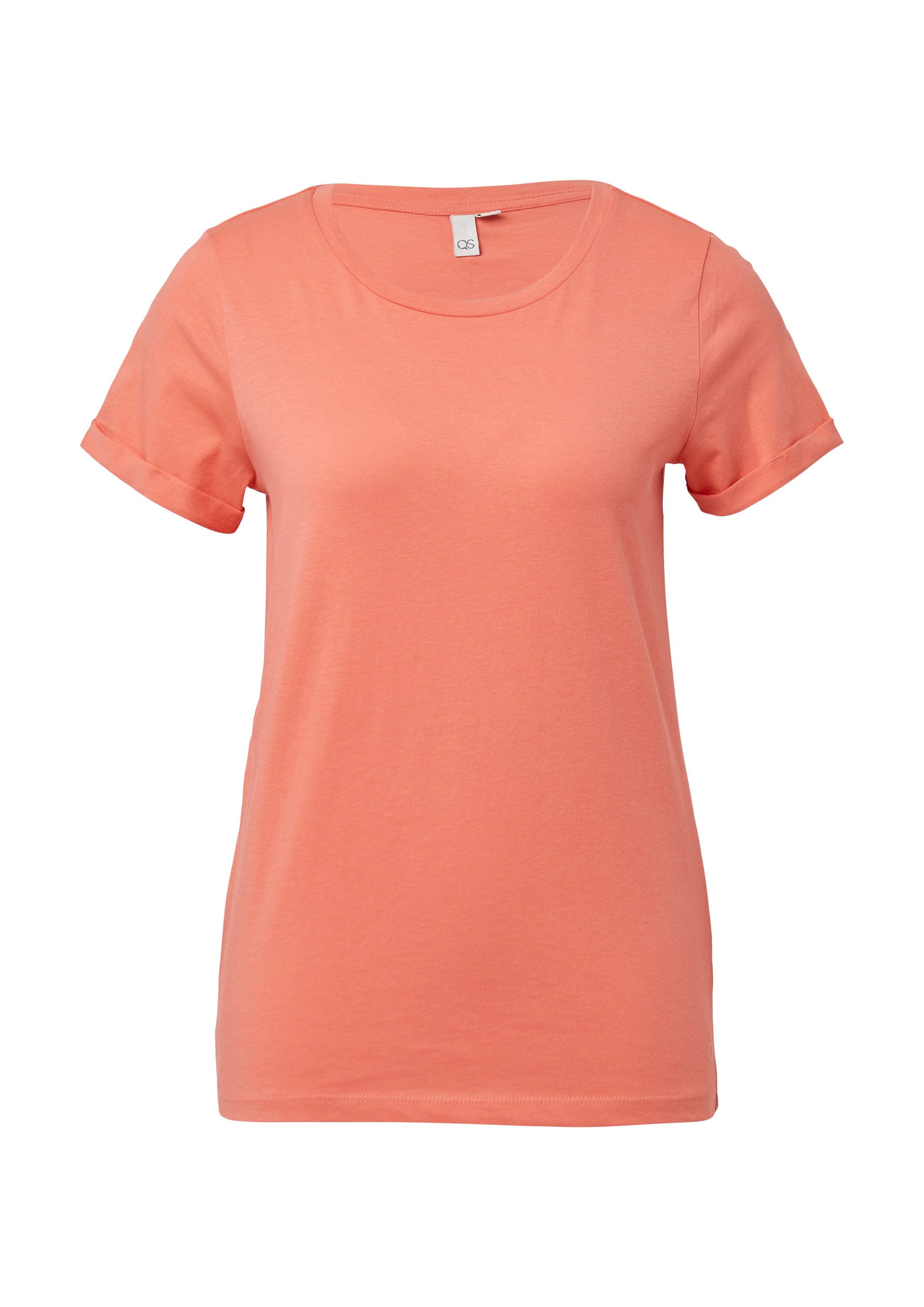 QS Kurzarmshirt T-Shirt Baumwollshirt mit Rundhalsausschnitt günstig online kaufen