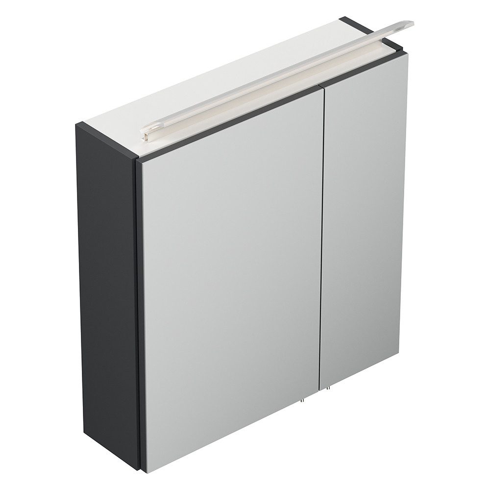 Lomadox Spiegelschrank BATLEY-02 60cm breit, grau LED-Leuchte, Kombibox – Bild 5 von 5