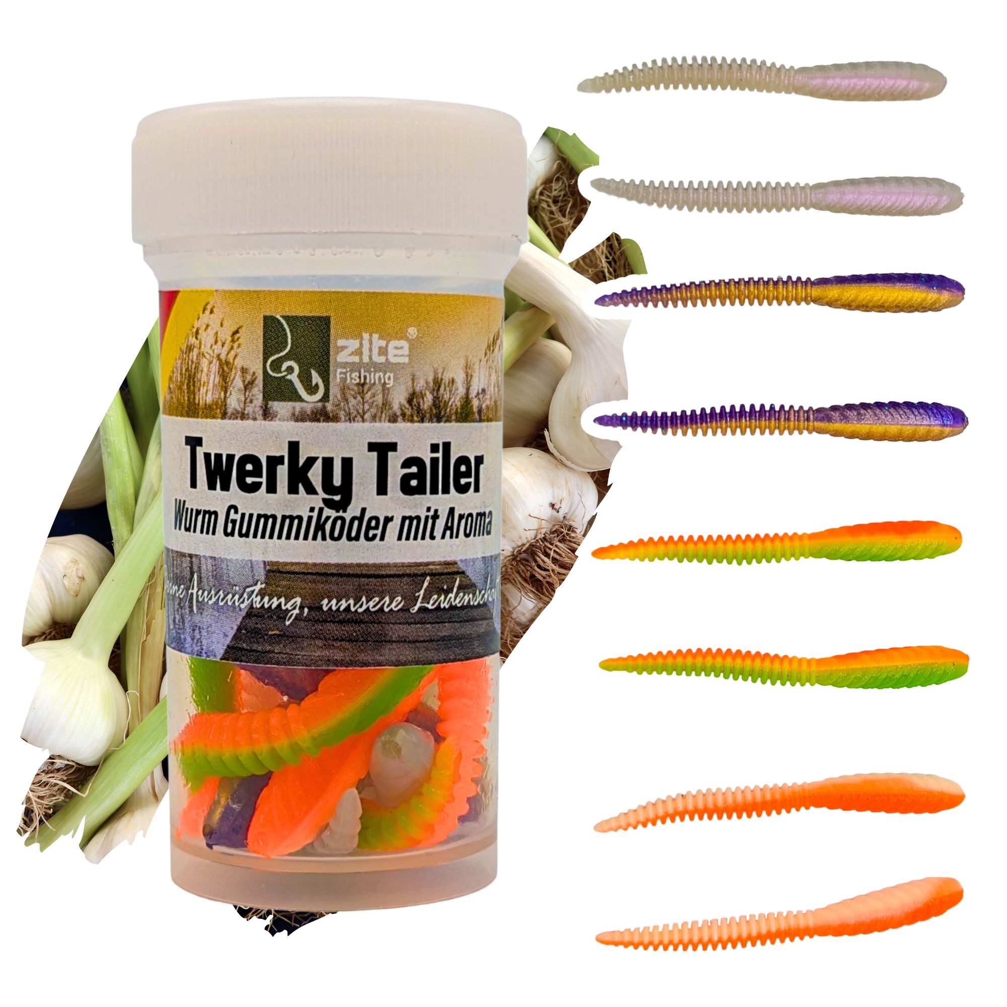 Kunstköder Twerky Tailer 3 Varianten 2 Aromen je 8STK 7cm Gummiköder Forelle