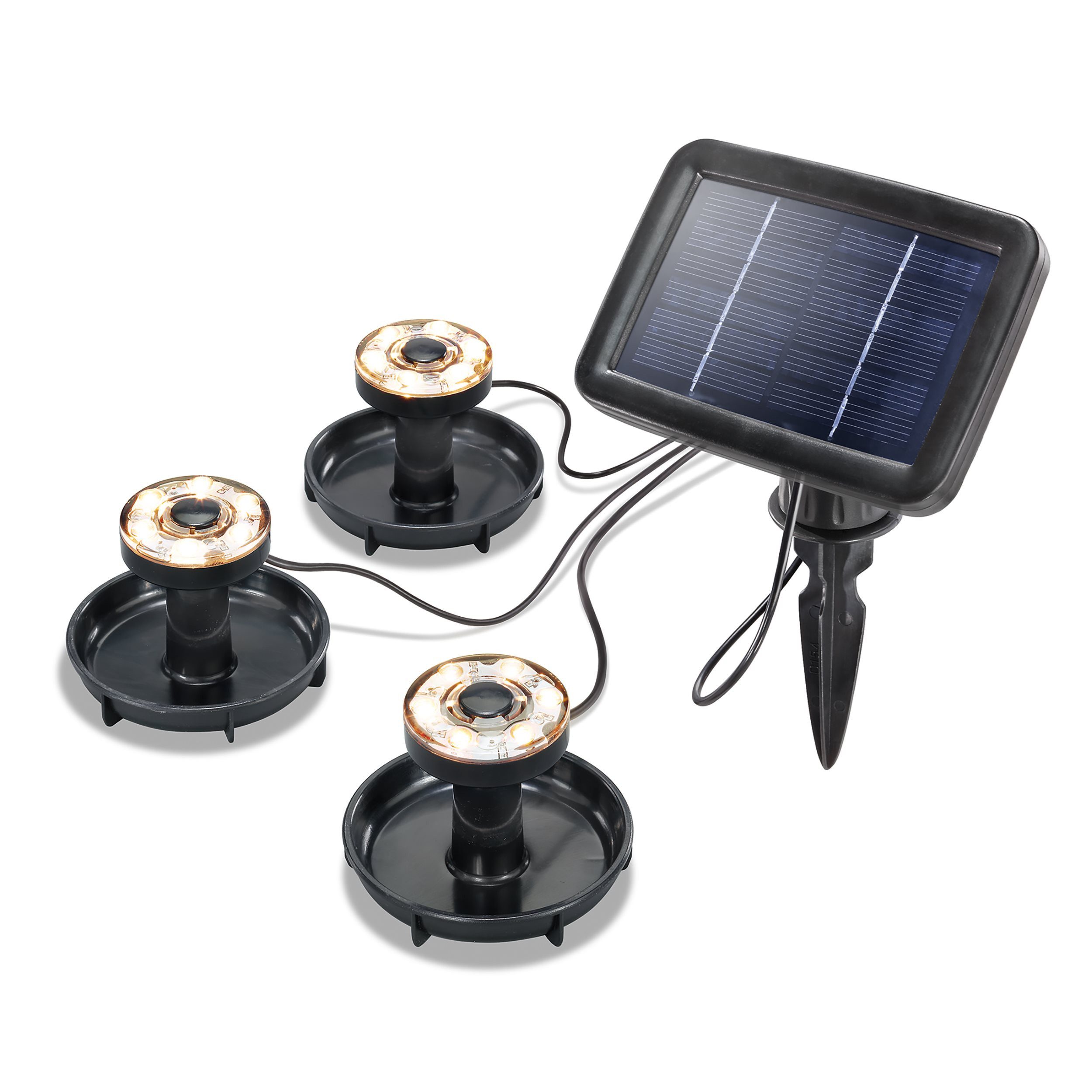 esotec LED Teichleuchte 3er Set Solar Unterwasserleuchten Splash 3000K warmweiß 20lm 102149