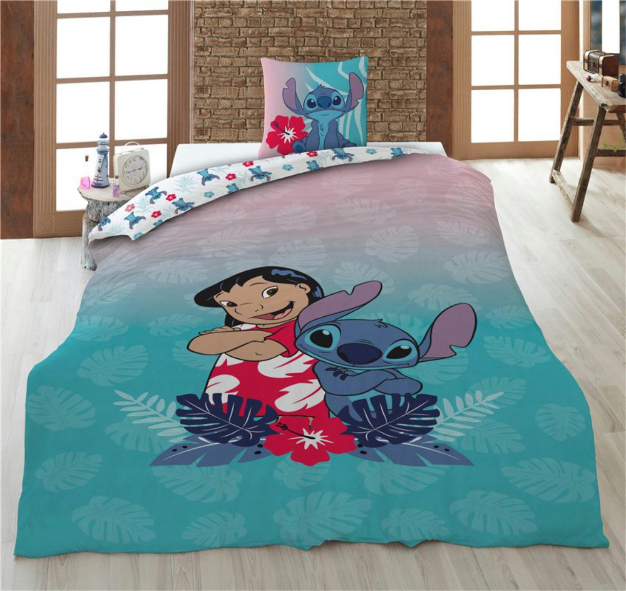 Disney Bettwäsche Disney Lilo und Stitch Kinder Mikrofaser Bettwäsche 2tlg. Set, 2 teilig, 135/140 x 200 cm 65x65 cm