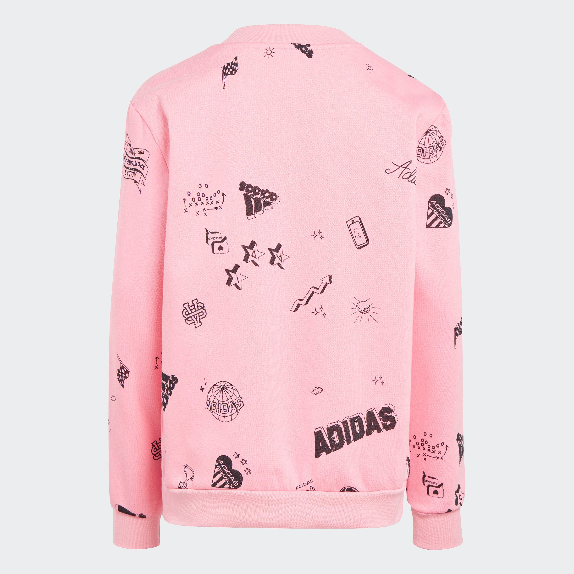 adidas Sportswear Sweatshirt BRAND bliss LOVE pink-black ALLOVER KIDS PRINT