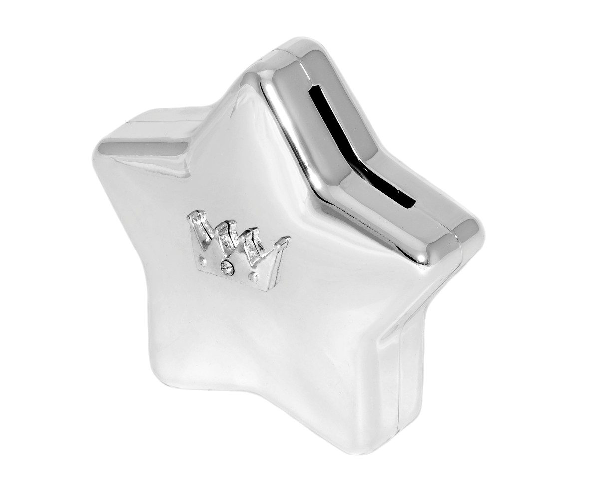 Brillibrum Spardose Spardose Silber Stern Krone Spardose Kinderspielzeug Geldgeschenk
