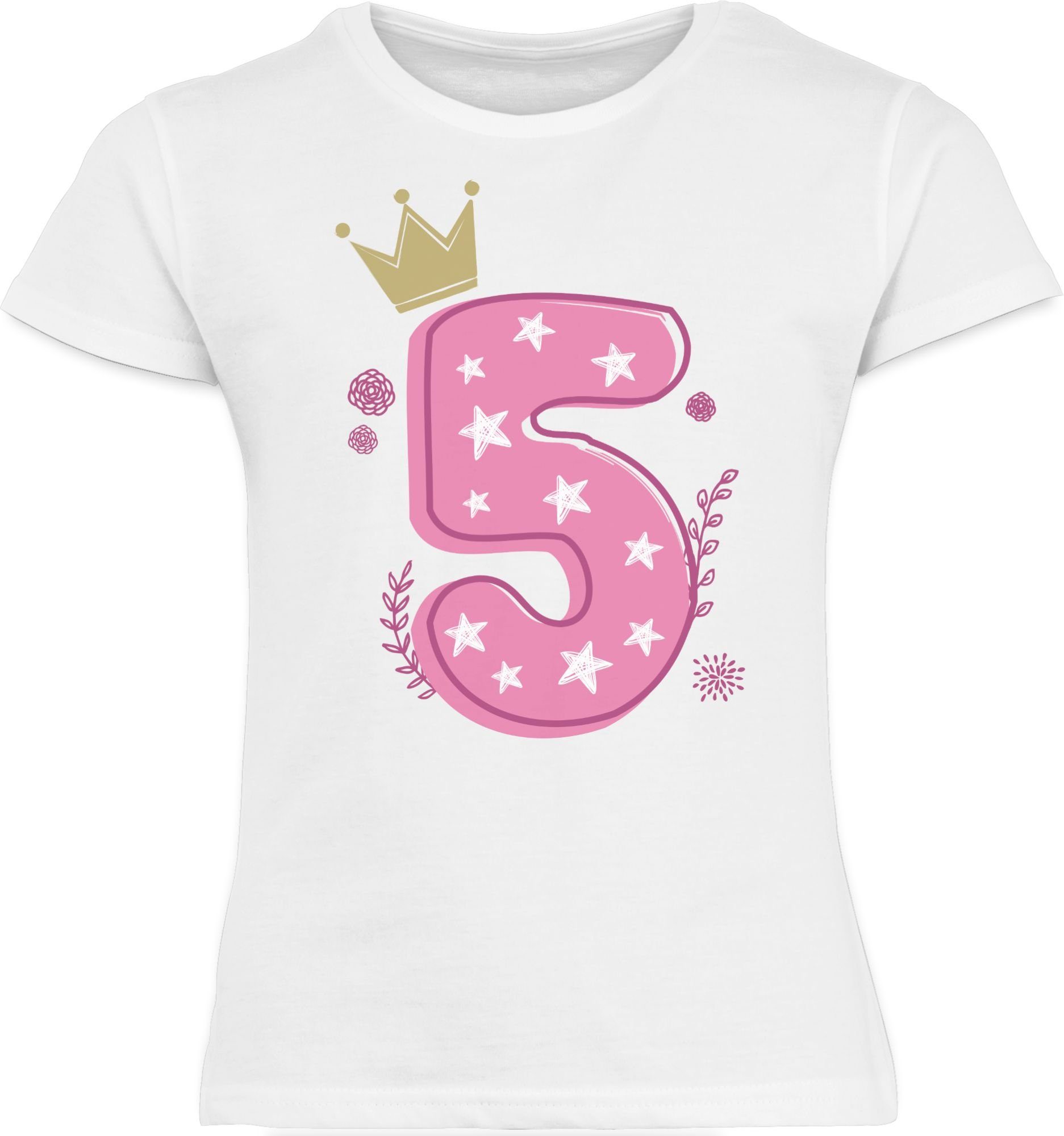 Shirtracer T-Shirt Fünfter Geburtstag Geburtstag Weiß 2 5