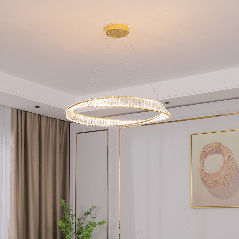 LED Deckenleuchte LED Pendelleuchte große Kristall Fernbedienung Lichtfarbe einstellbar
