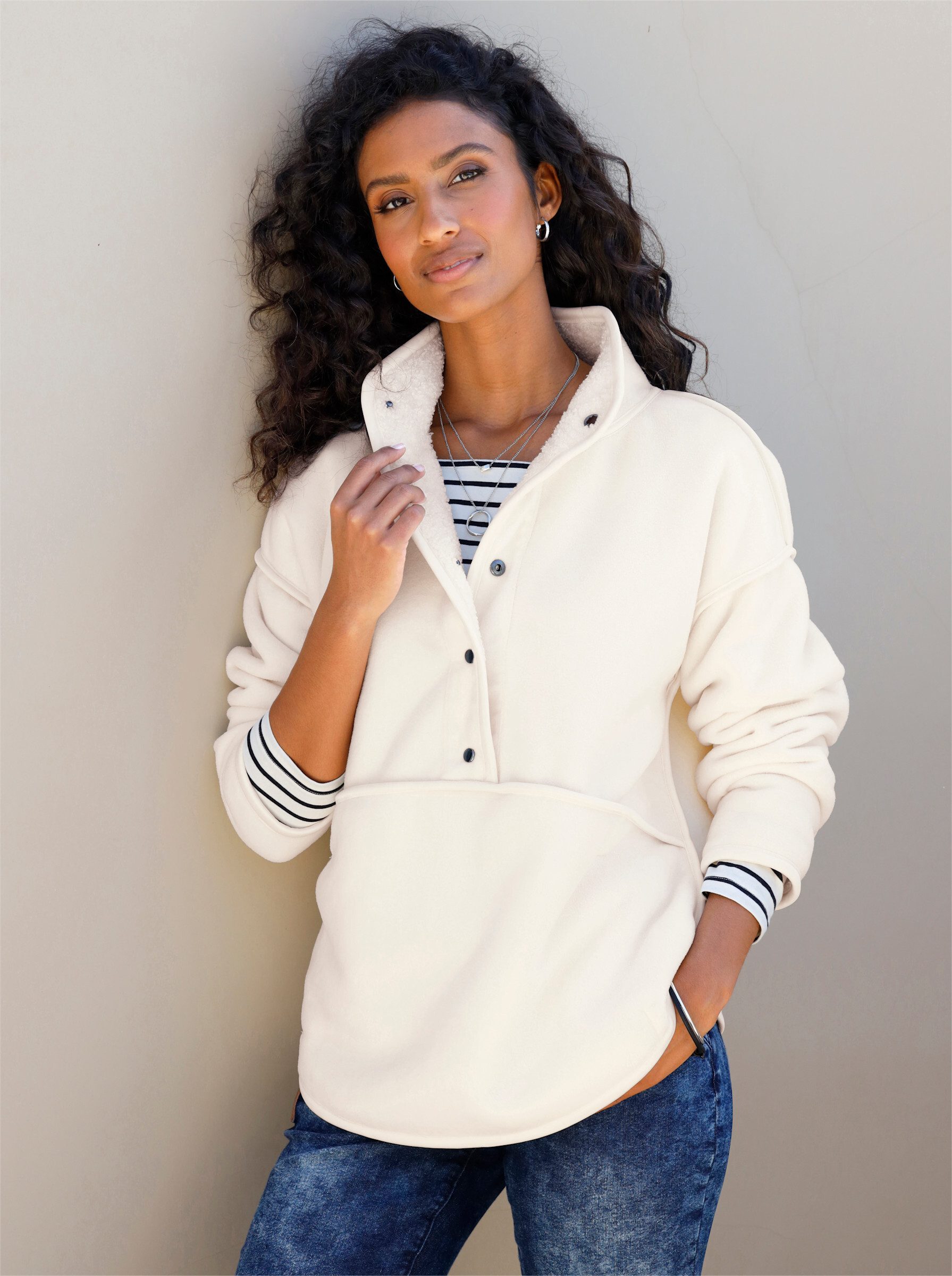 heine Fleeceshirt Fleece-Shirt Langarm Länge ca. 70 cm