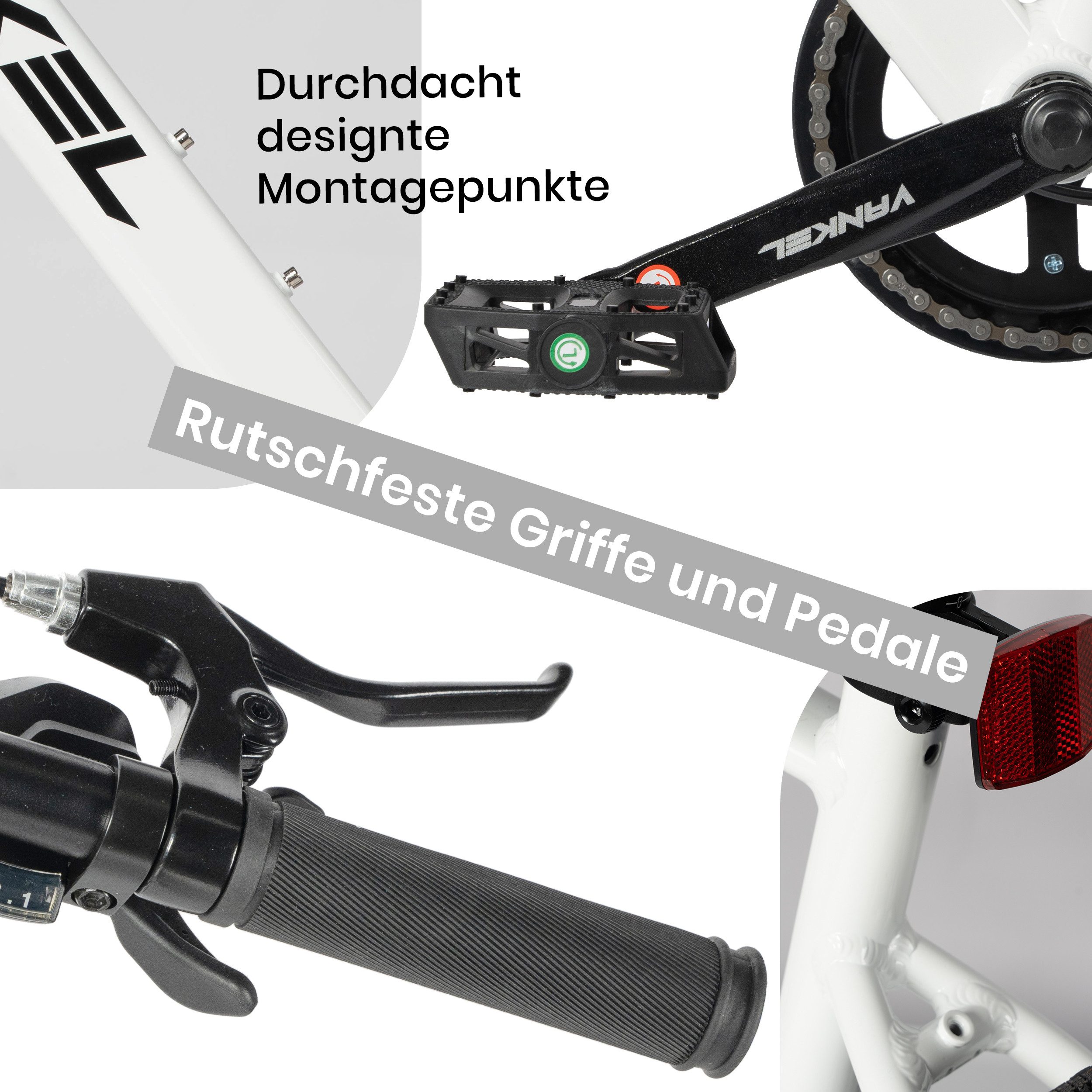 Vankel Mountainbike Fahrrad 28 Zoll MTB für Damen und Herren, Shimano Shimano RD-TZ500 Schaltwerk, Kettenschaltung, Profilierte Reifen für starke Bodenhaftung