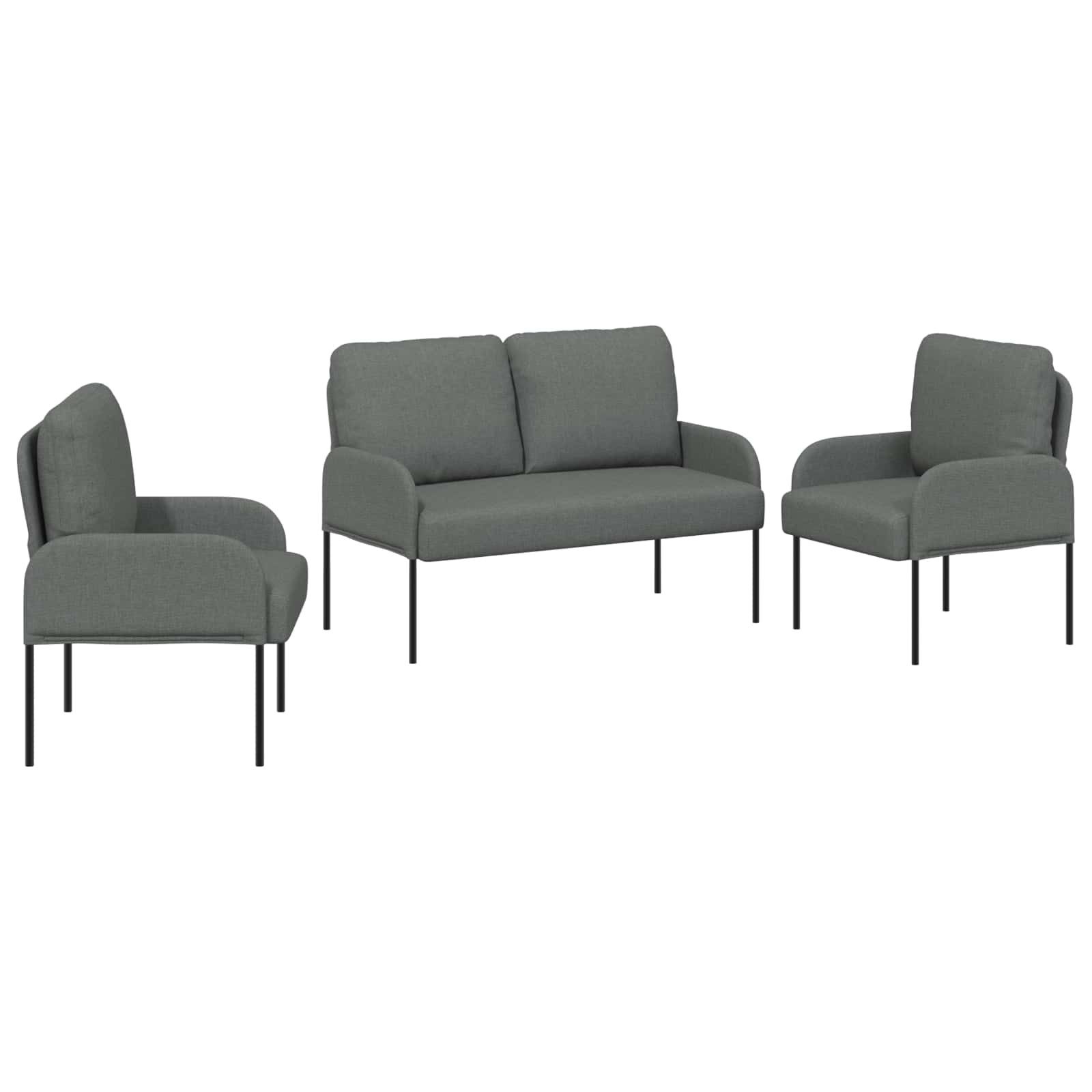 vidaXL Sofa Sofagarnituren 3 pcs Dunkelgrau 115 x 56 x 80 cm Sperrholz, 3 Teile