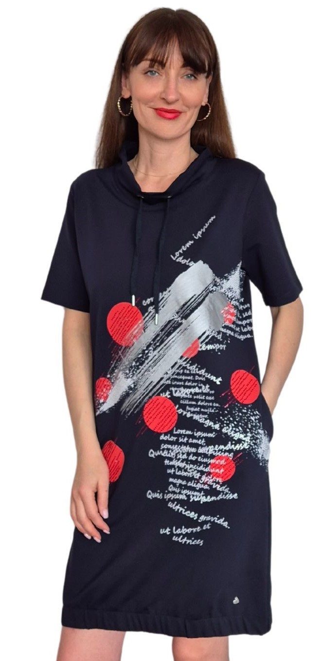 Sweatkleid G28-5100, mit Stehbund und Punkten