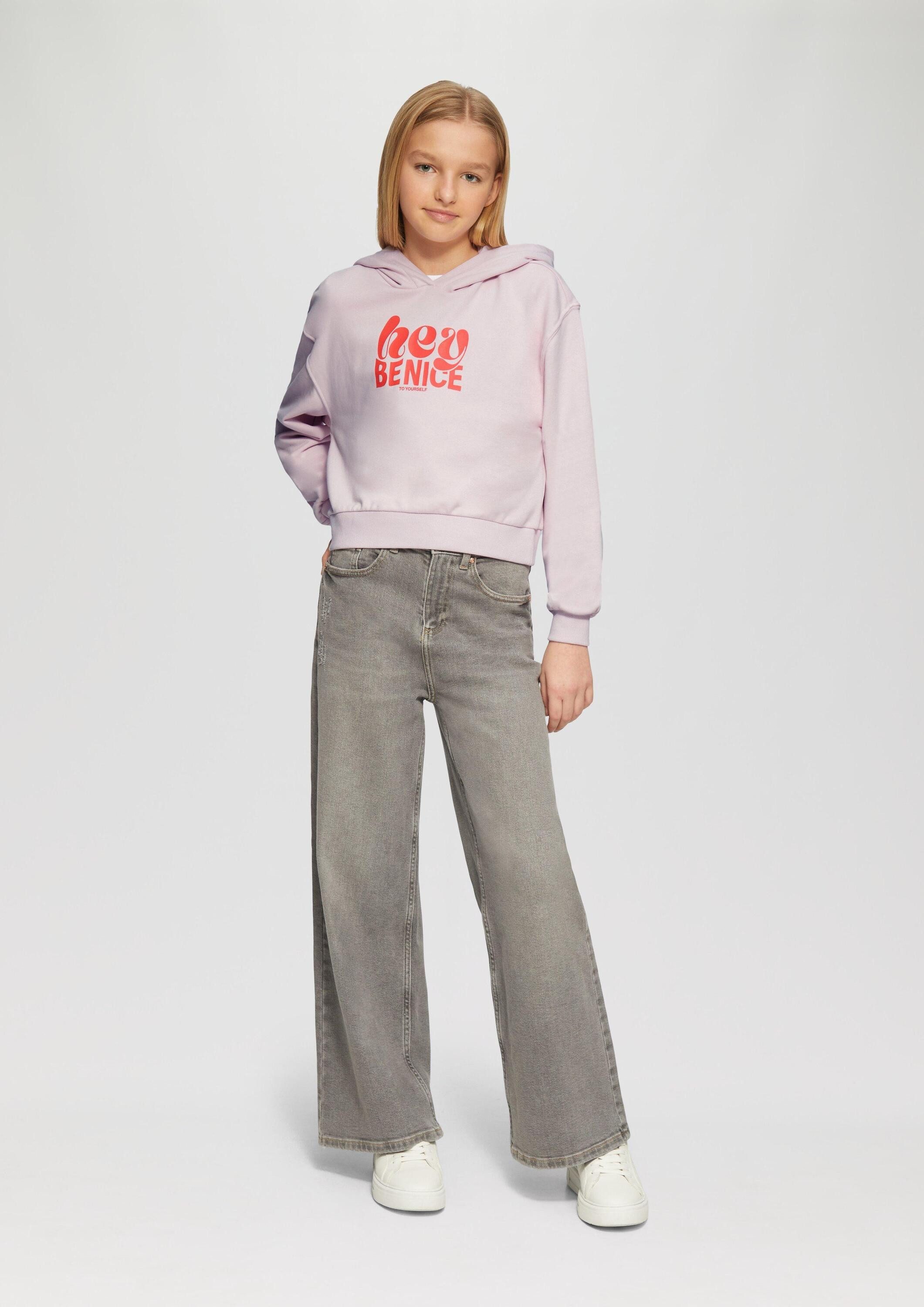 s.Oliver Sweatshirt Sweatshirt Oversized Kapuzen-Sweatshirt mit Front-Print