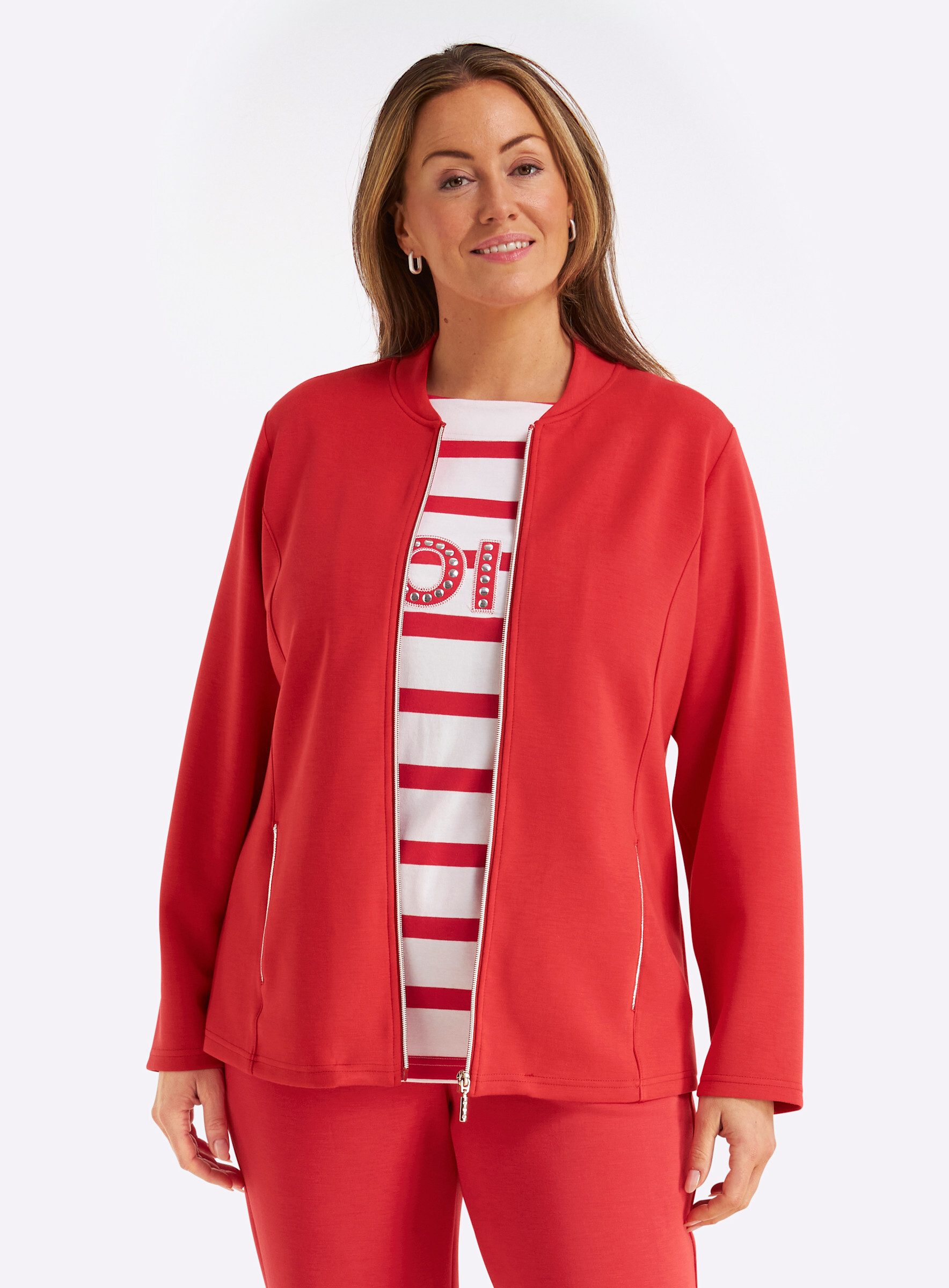 Sheego Shirtjacke Sweatjacke Langarm günstig online kaufen