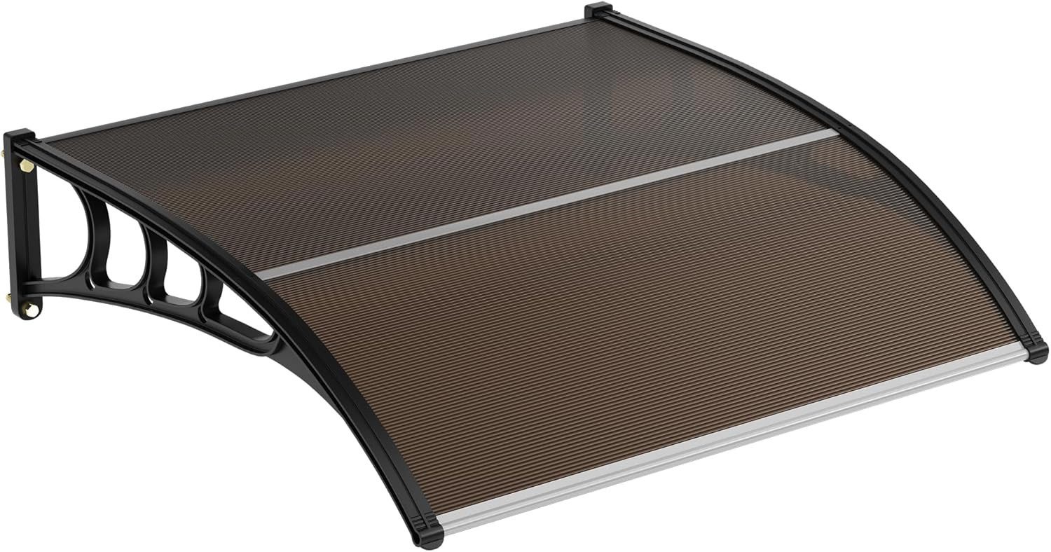 GarveeMore Anbaudach für Haustür,Überdachung Haustür aus Aluminium und Polycarbonat, BxT: 120x80 cm, Transparentes Pultbogenvordach,Regen Schnee Sonnenschutz