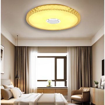 IBETTER Deckenleuchte LED Deckenlampe,Deckenlampe mit Bluetooth Lautsprecher,dimmbar, Deckenleuchte wohnzimmer, LED fest integriert, Ø 40cm, Fernbedienung oder APP-Steuerung