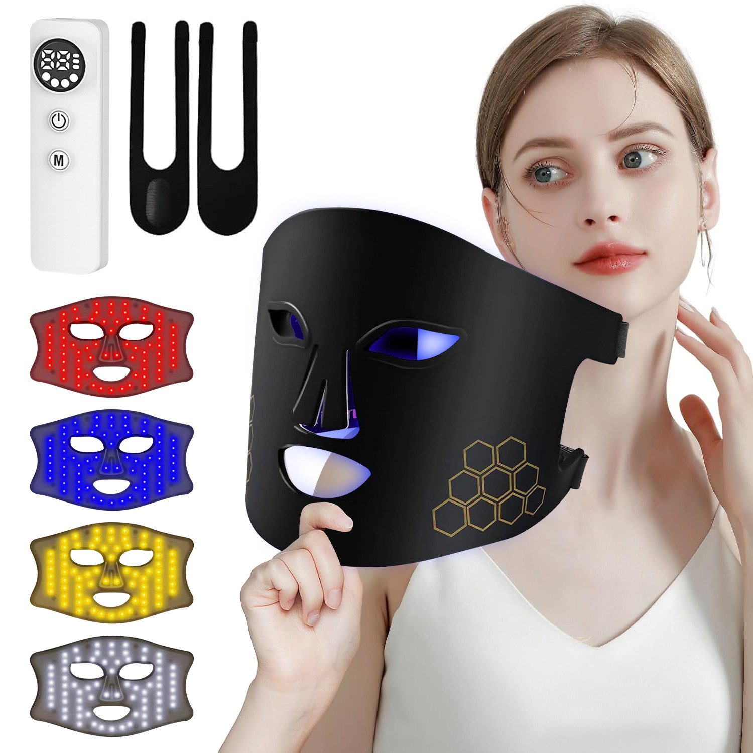 Kosmetikbehandlungsgerät 4-Farben-LED-Gesichtsmaske Lichttherapie-Maske Hautverjüngungsmaske