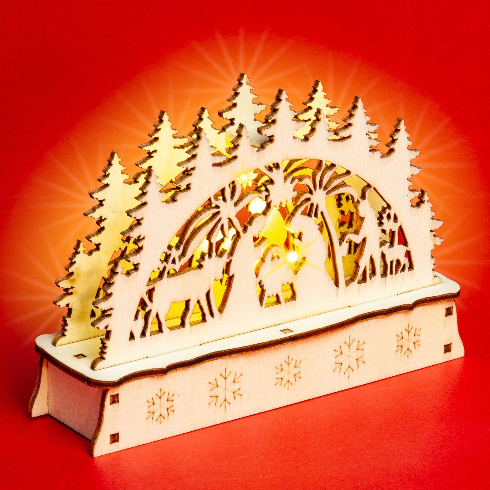Motive Beleuchtung LB-MINI Familie Schwibbogen LED SIKORA viele Holz Heilige aus Motiv mit -