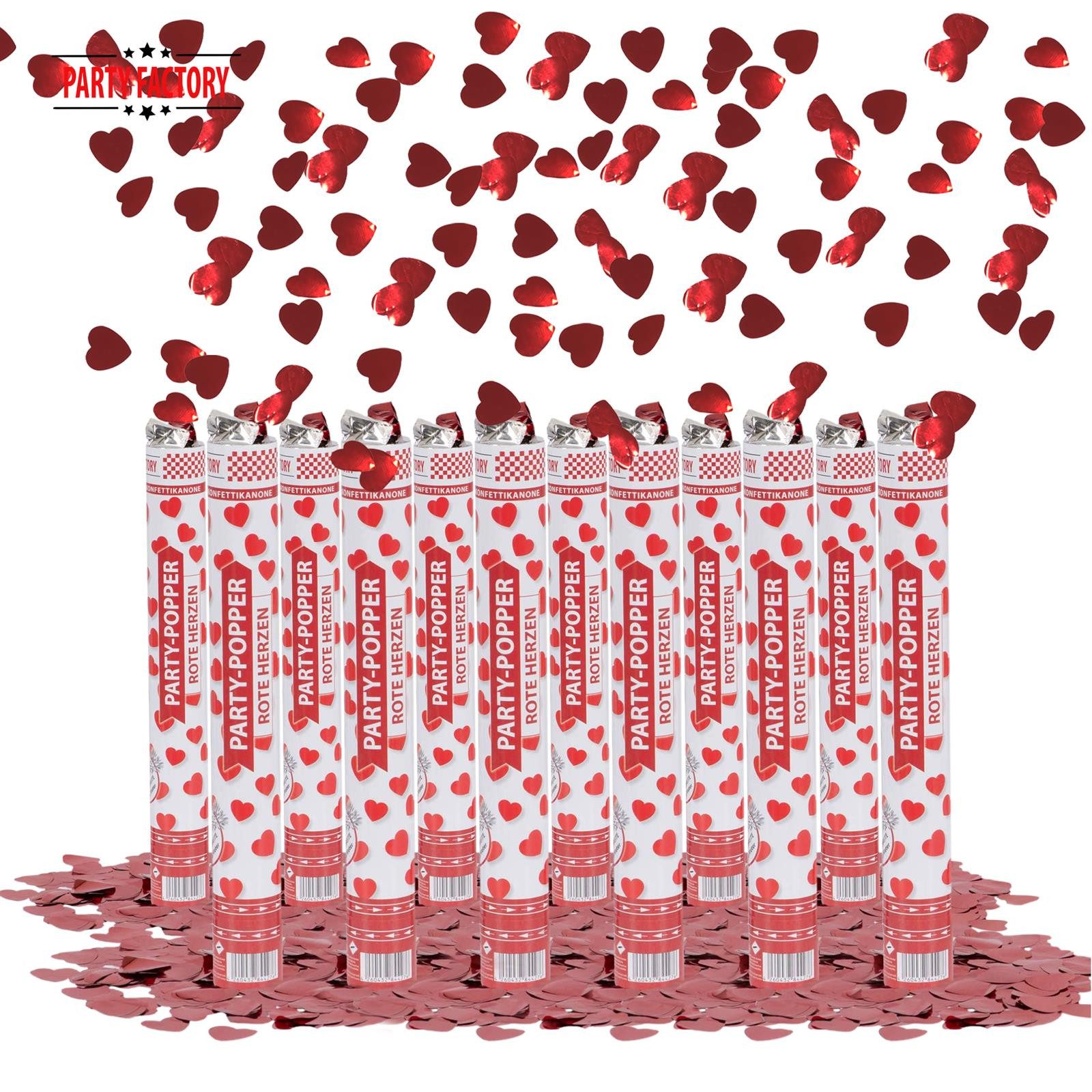 Party Factory Konfetti Party Popper 40cm Rote Herzen für Valentienstag