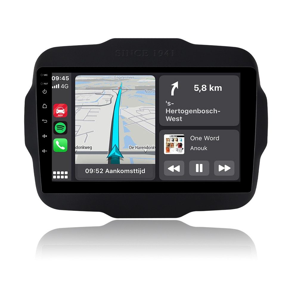 A-Sure 4+64GB 8-Core Carplay Android 15 Für Jeep Renegade 2014-2024 Navi GPS Autoradio (Digitalradio (DAB), FM, AM, 1280*800 IPS Screen/8-Core CPU, RDS, DSP, GPS, SWC, UI Theme, Siri, Mirrorlink, Google play, Netflix, Youtube, Calendar, TikTok)