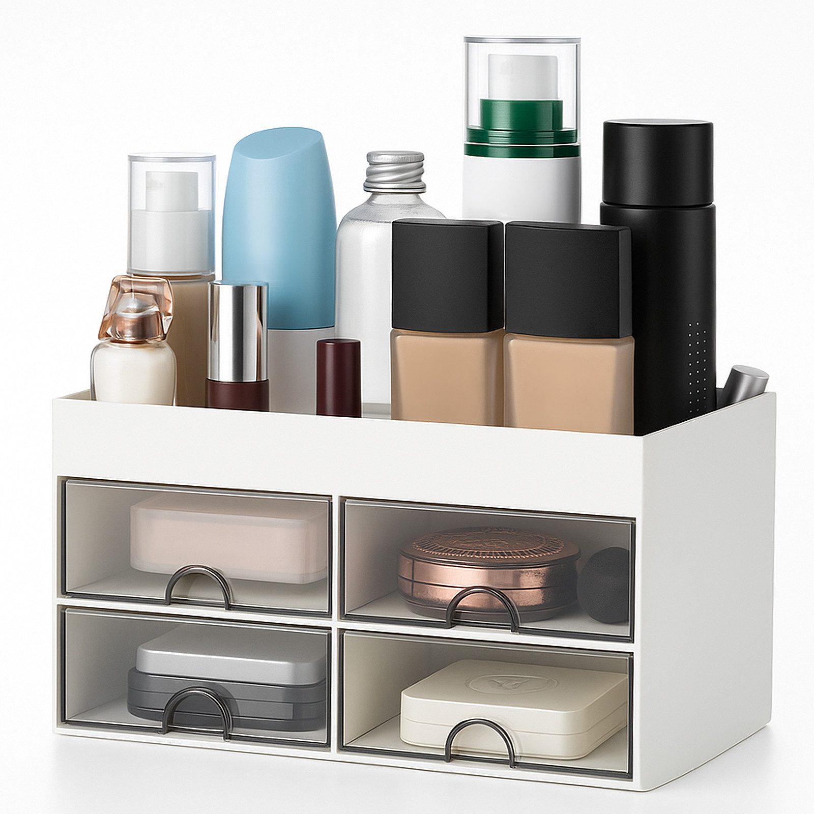 Youyijia Make-Up Organizer Make Up Organizer mit Schubladen Weiß Kosmetikorganiser